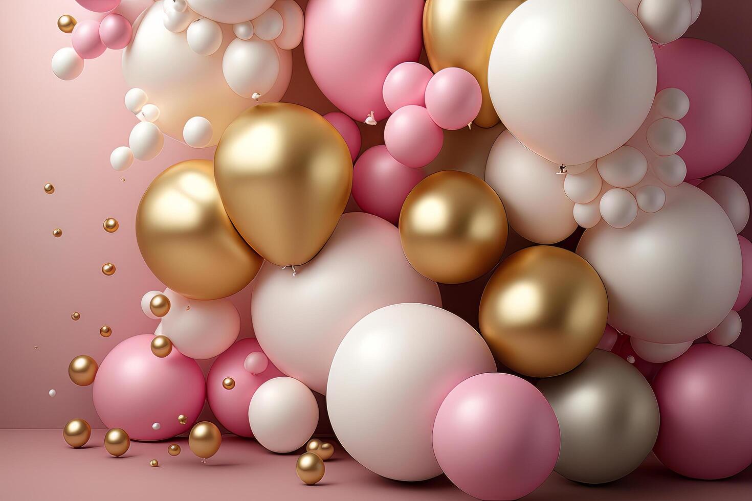 pink golden and white Balloons. Illustration photo