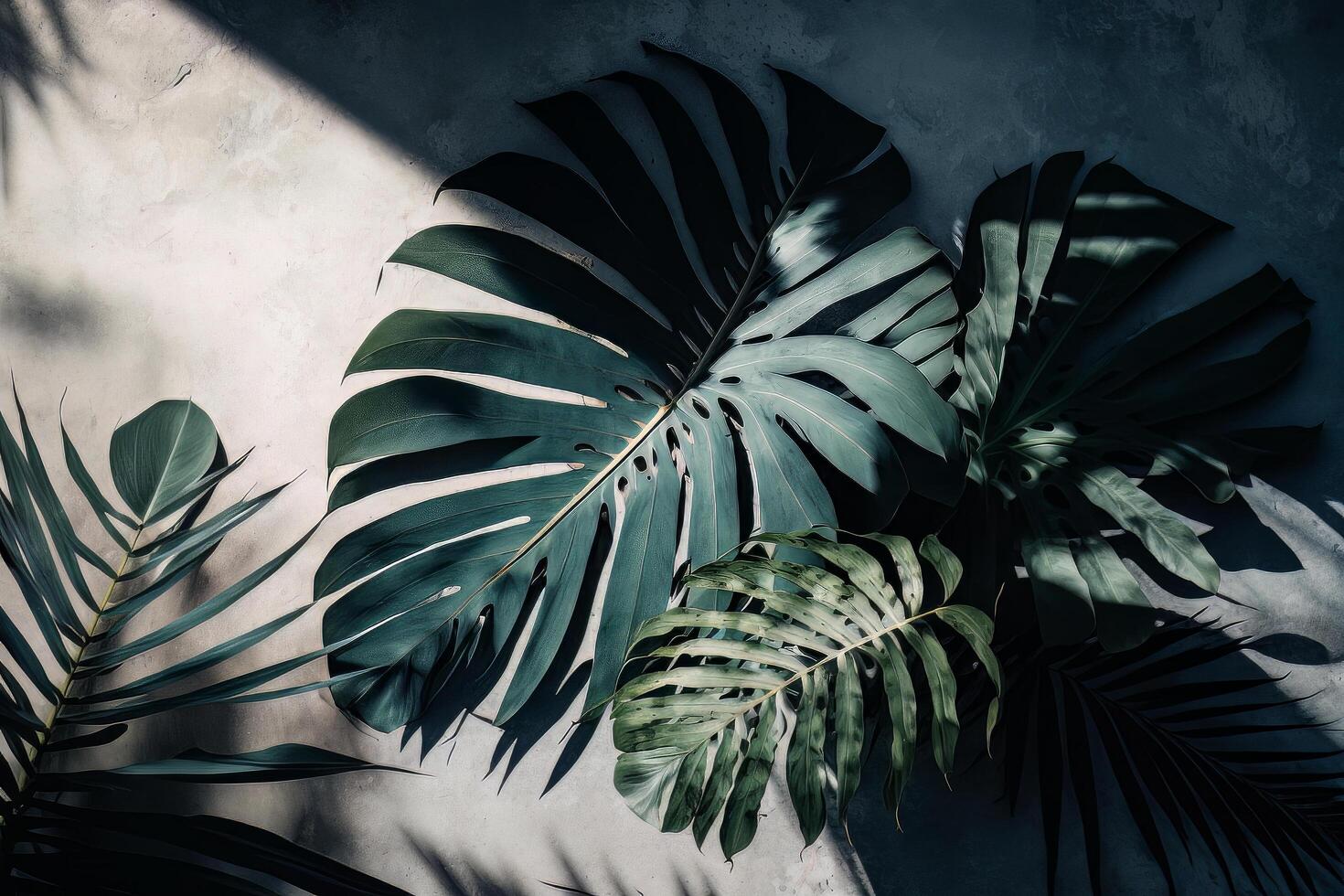 Soft shadows of tropical palm leaves. Illustration photo