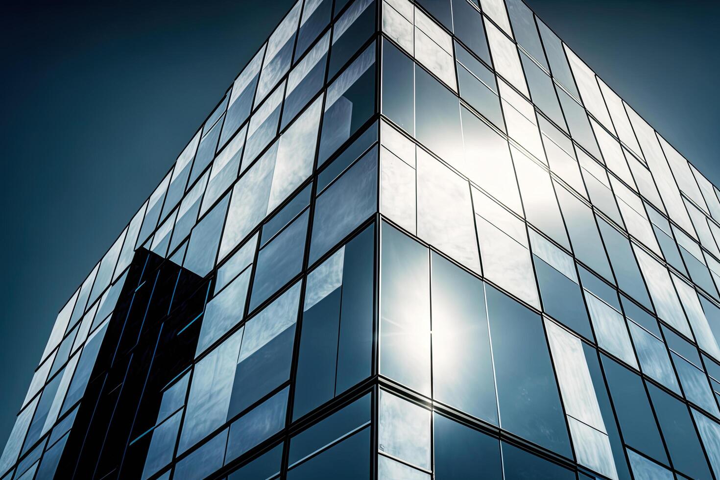 Glass building with transparent facade of the building. Illustration photo