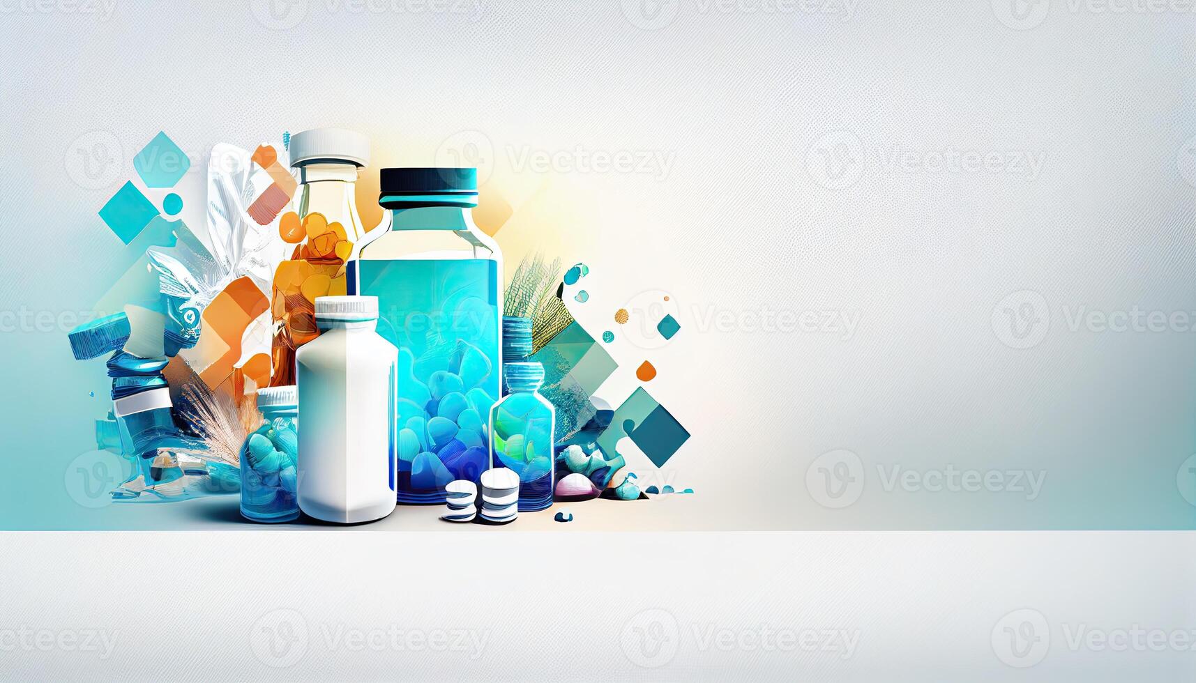 Pharmacology and pharmaceuticals, healthcare background with copy space. illustration photo