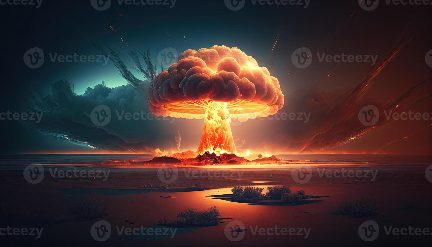 nuclear bomba explosión. nuclear arma ilustración generativo ai foto