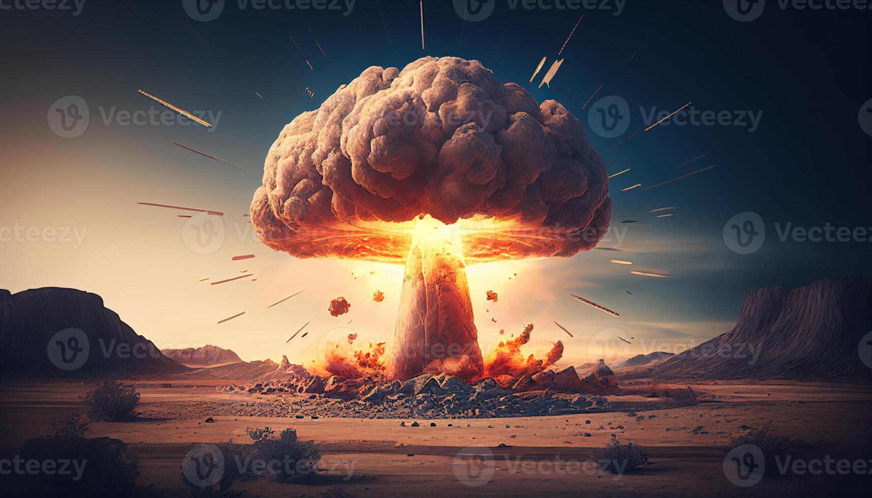 Nuclear Bomb Explosion. Nuclear Weapon Illustration photo