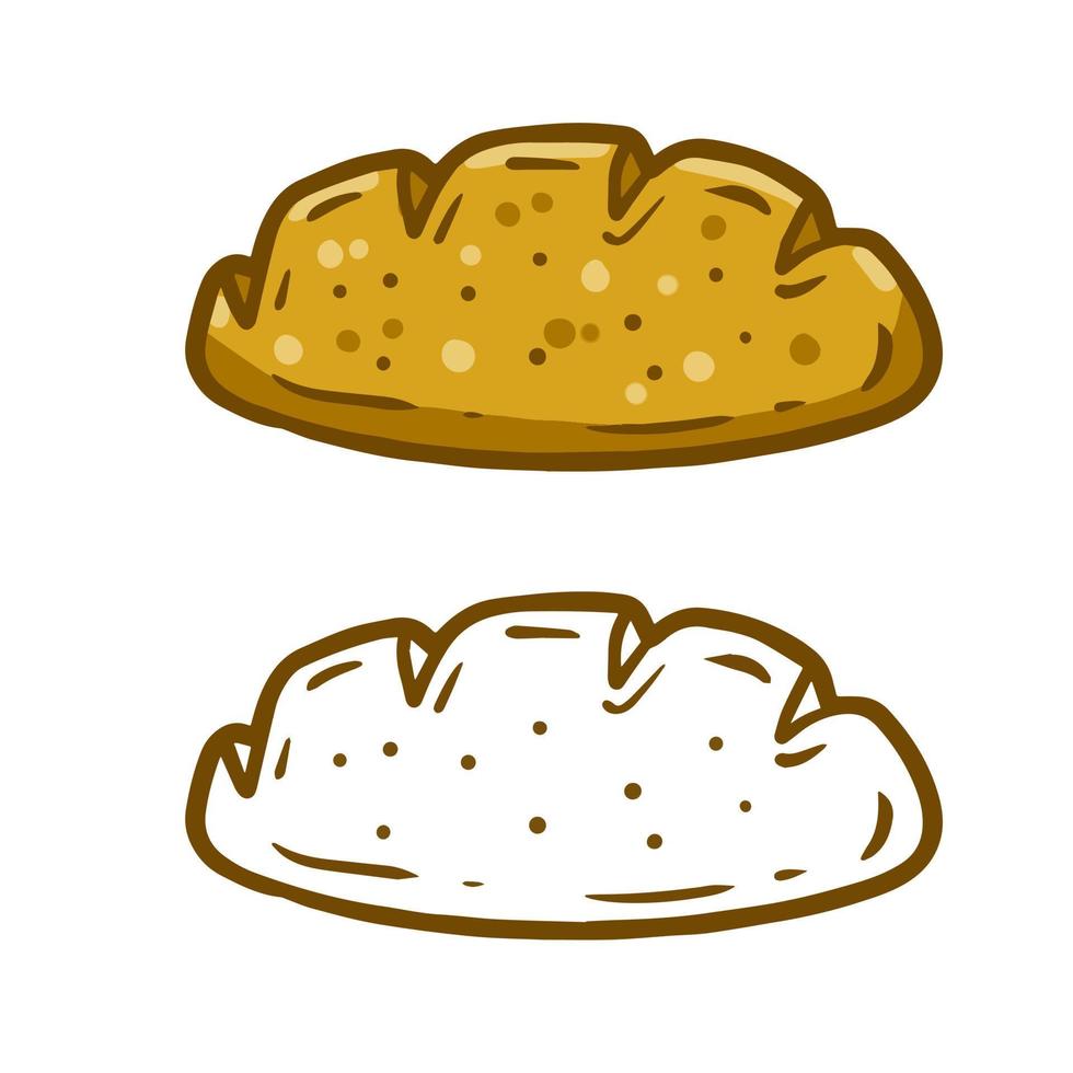 Bread. Cartoon drawn loaf. Retro Icon of the bakery. Food from cereals. Farm natural product. vector