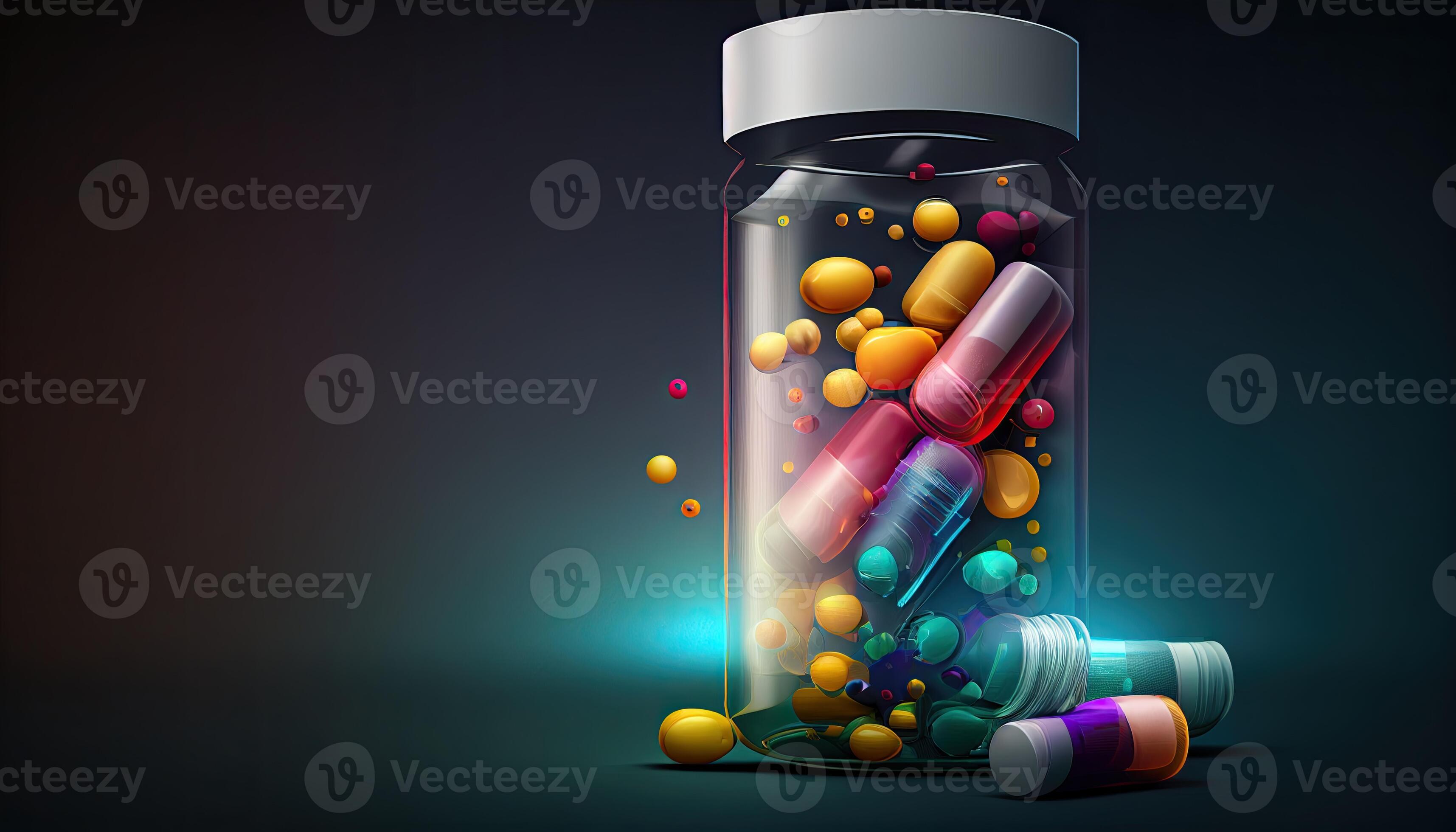 Pharmacology and pharmaceuticals healthcare background with copy space Pharmacology and pharmaceuticals healthcare background with copy space
