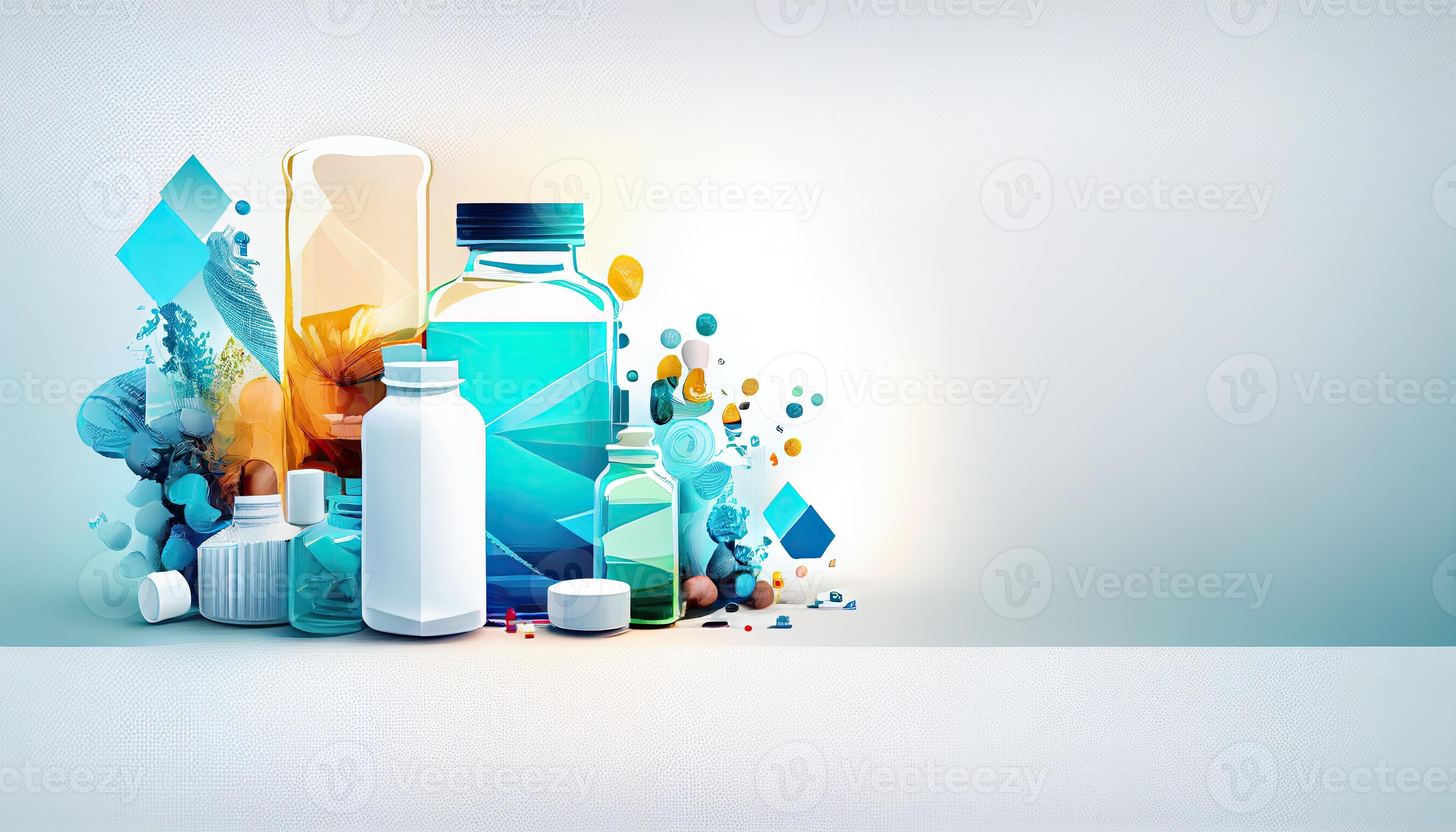 Pharmacology and pharmaceuticals healthcare background with copy space Pharmacology and pharmaceuticals healthcare background with copy space