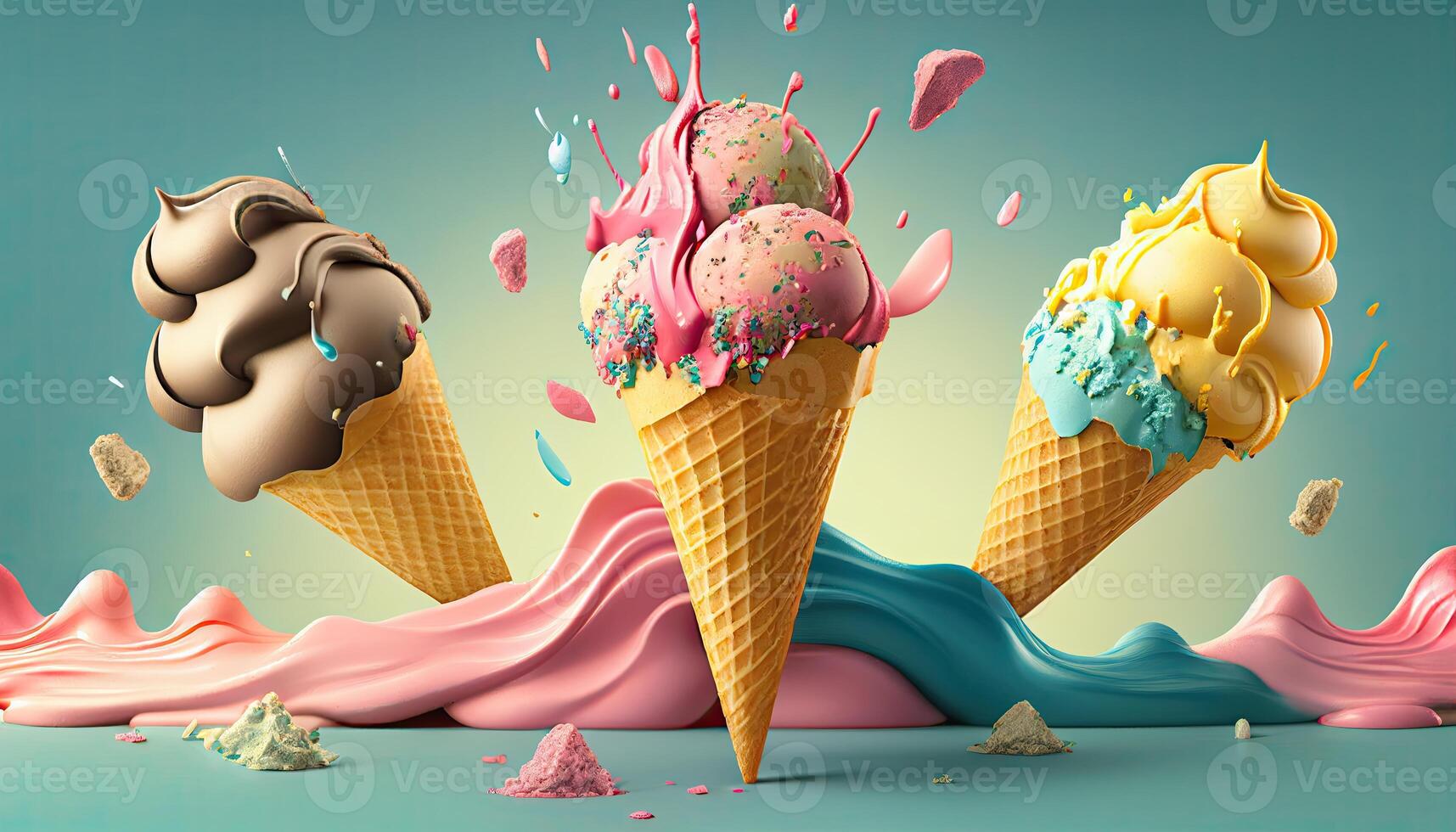 Ice Cream Illustration Background. photo