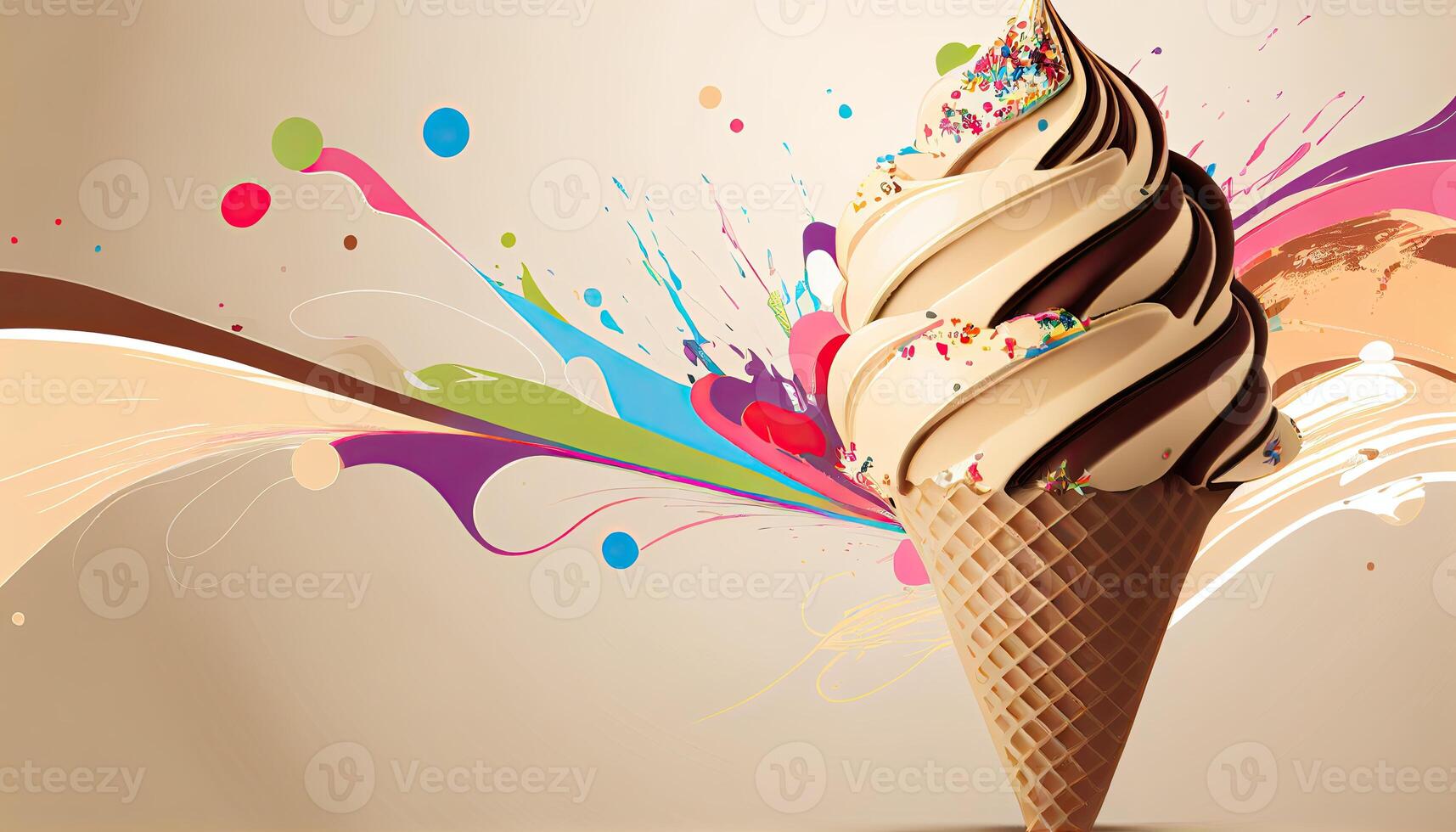 Ice Cream Illustration Background. photo