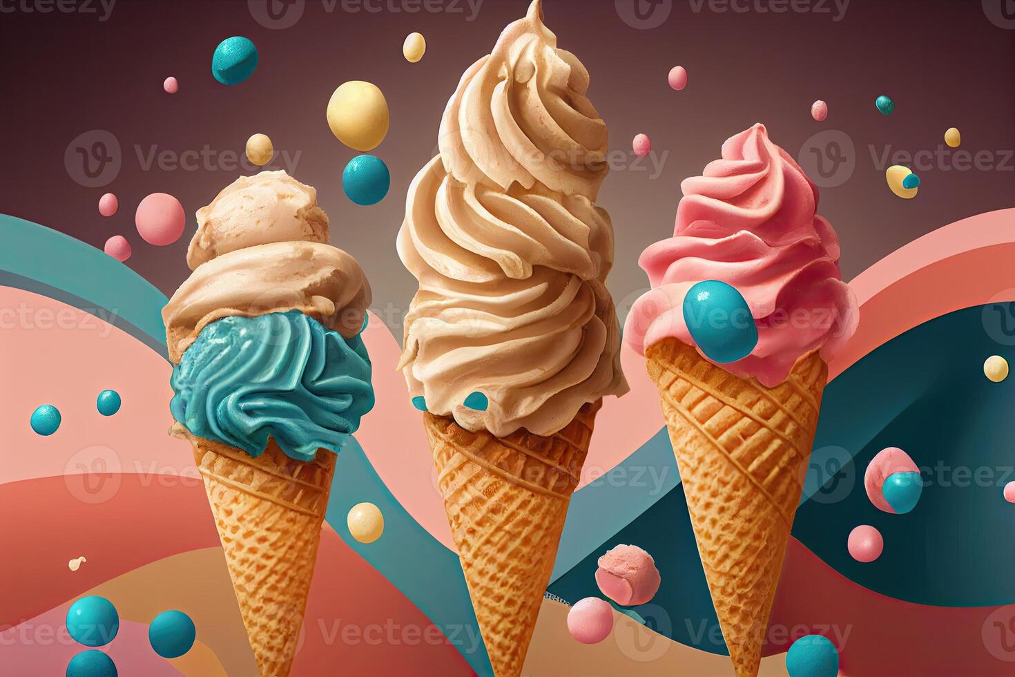 Ice Cream Illustration Background. photo