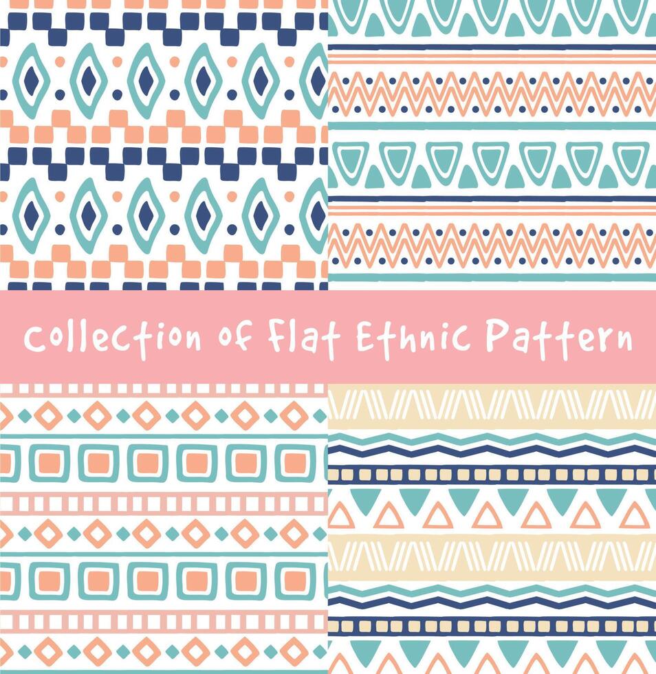 Vector illustration of flat ethnic pattern collection