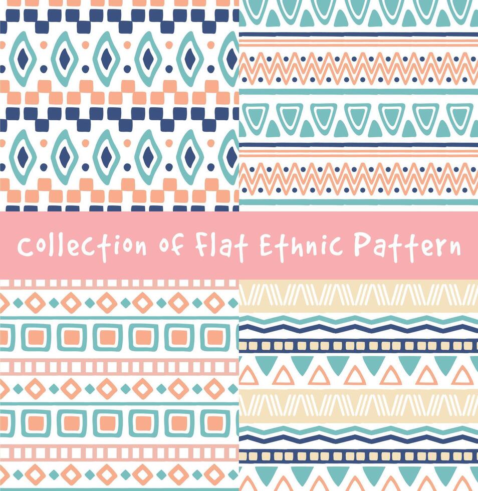 Vector illustration of flat ethnic pattern collection