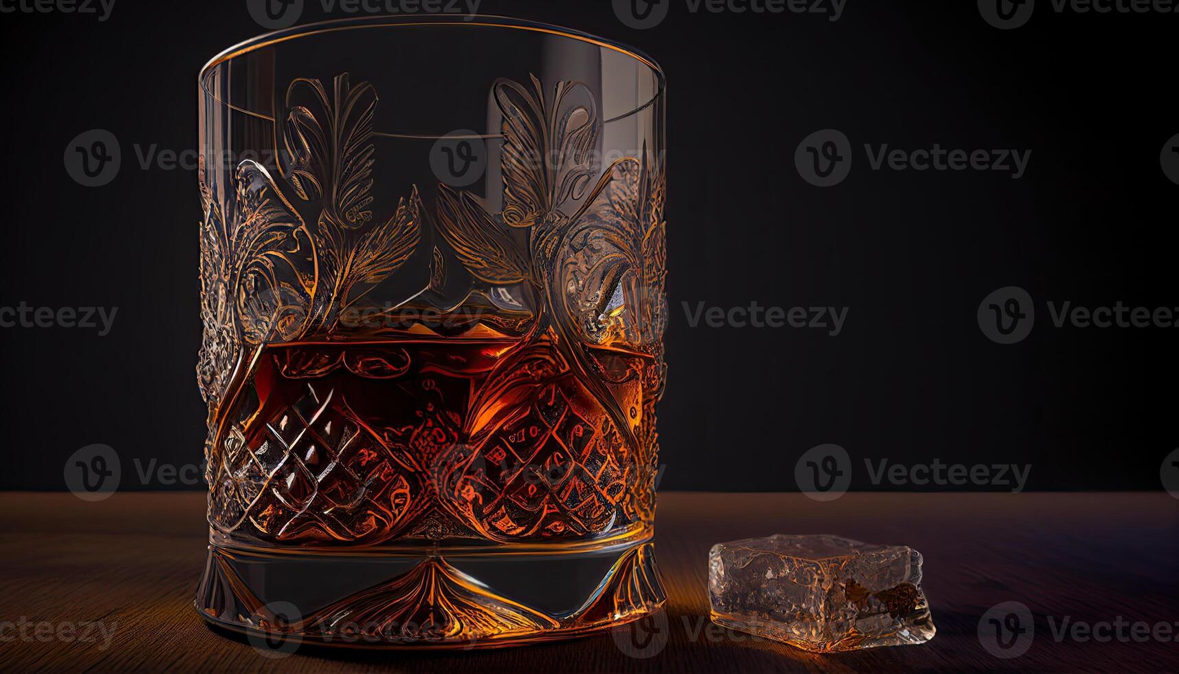 Glass of whiskey indoor, expensive alcoholic drink illustration photo