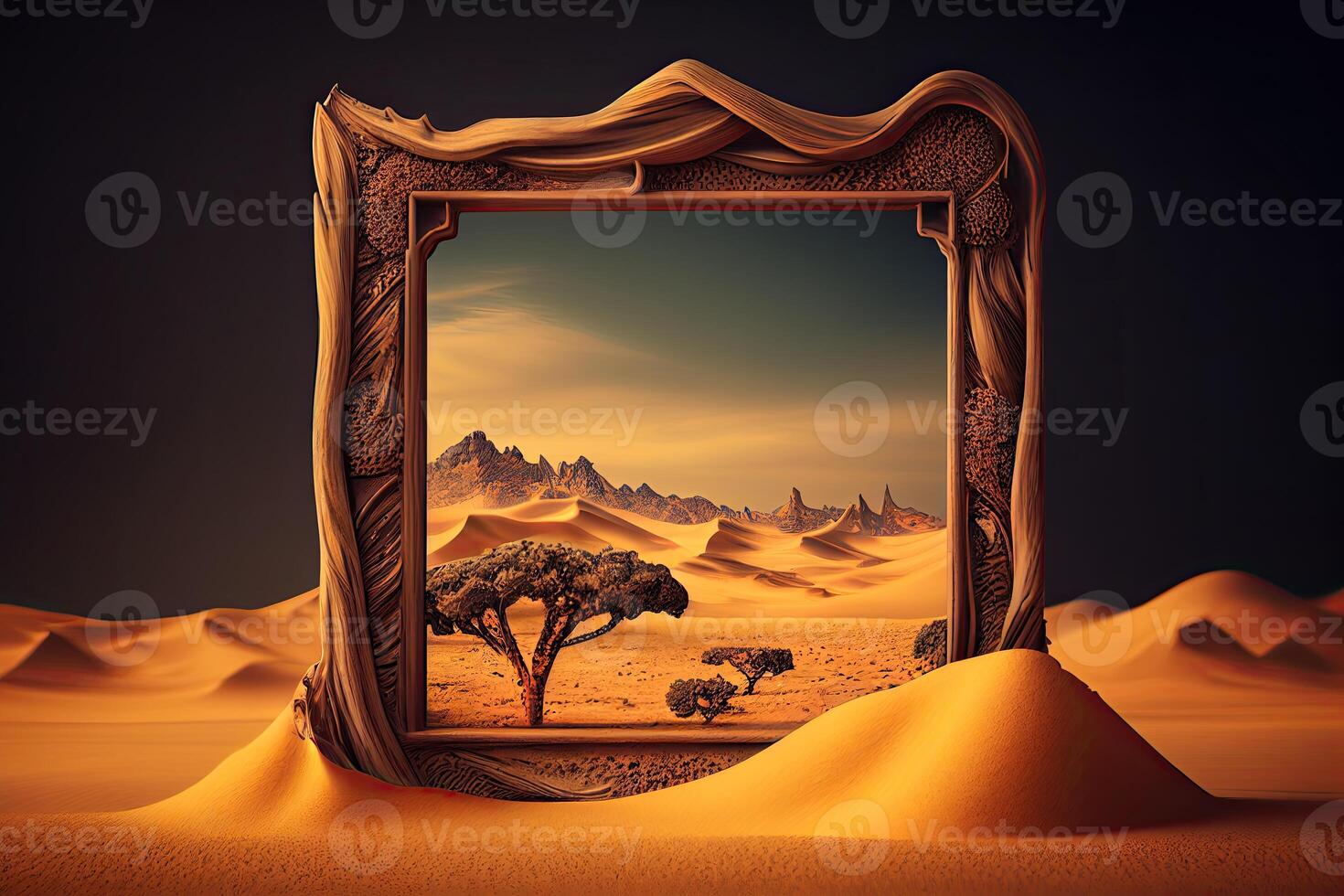 Frame on sandy nature background, landscape photo