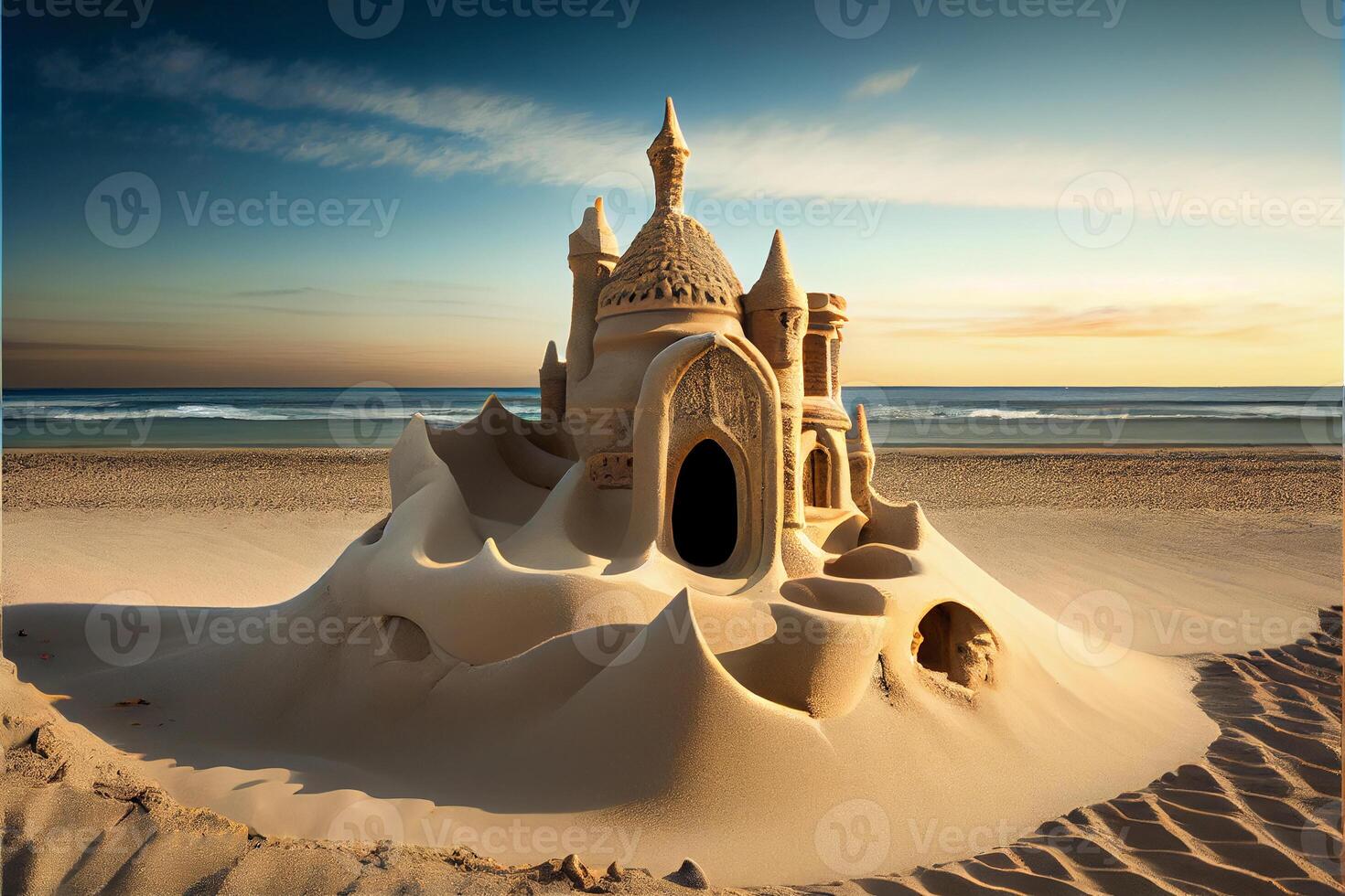 sand castle on the beach. sand fun. photo