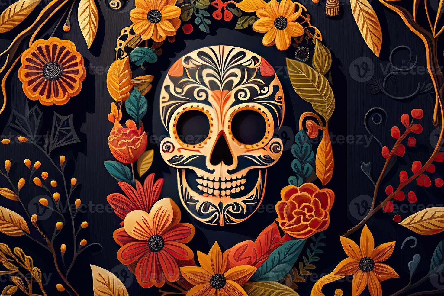 Dia De Los Muertos Background Day of the Dead Art Decoration, Bones