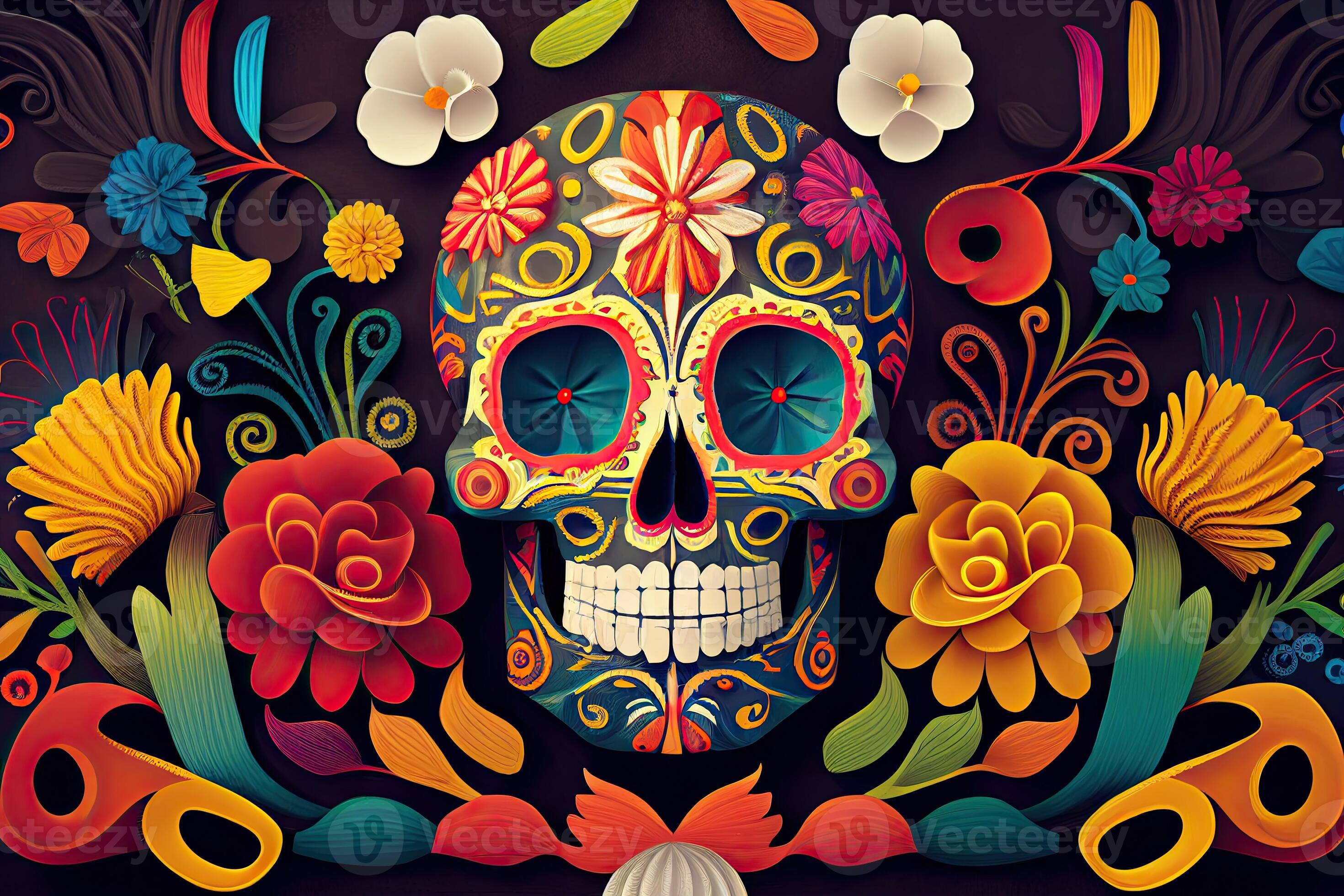 Dia De Los Muertos Background Day of the Dead Art Decoration, Bones