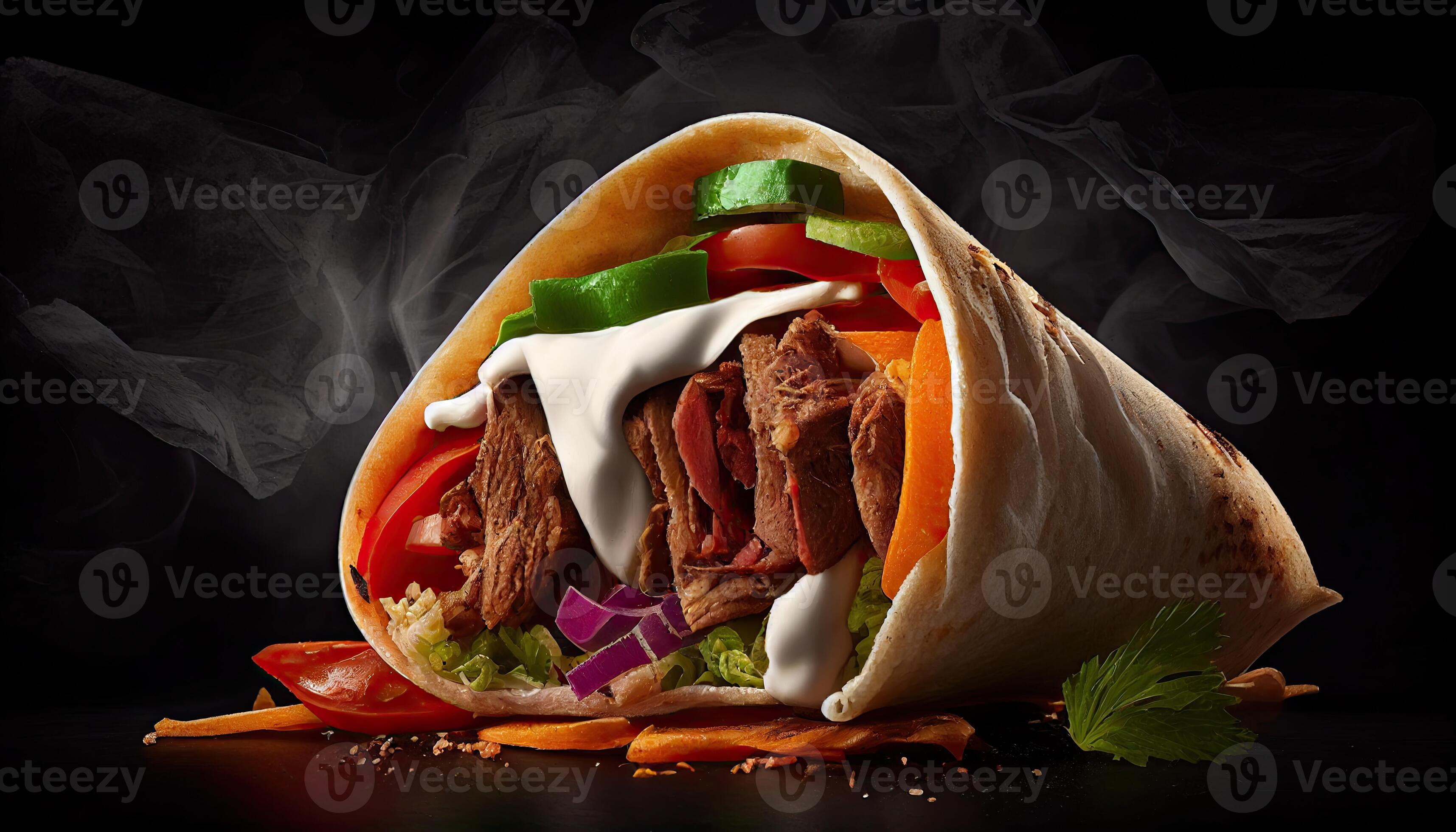 Tasty Doner Kebab Shawarma Roll Wrap Illustration. Food 22007199 Stock ...