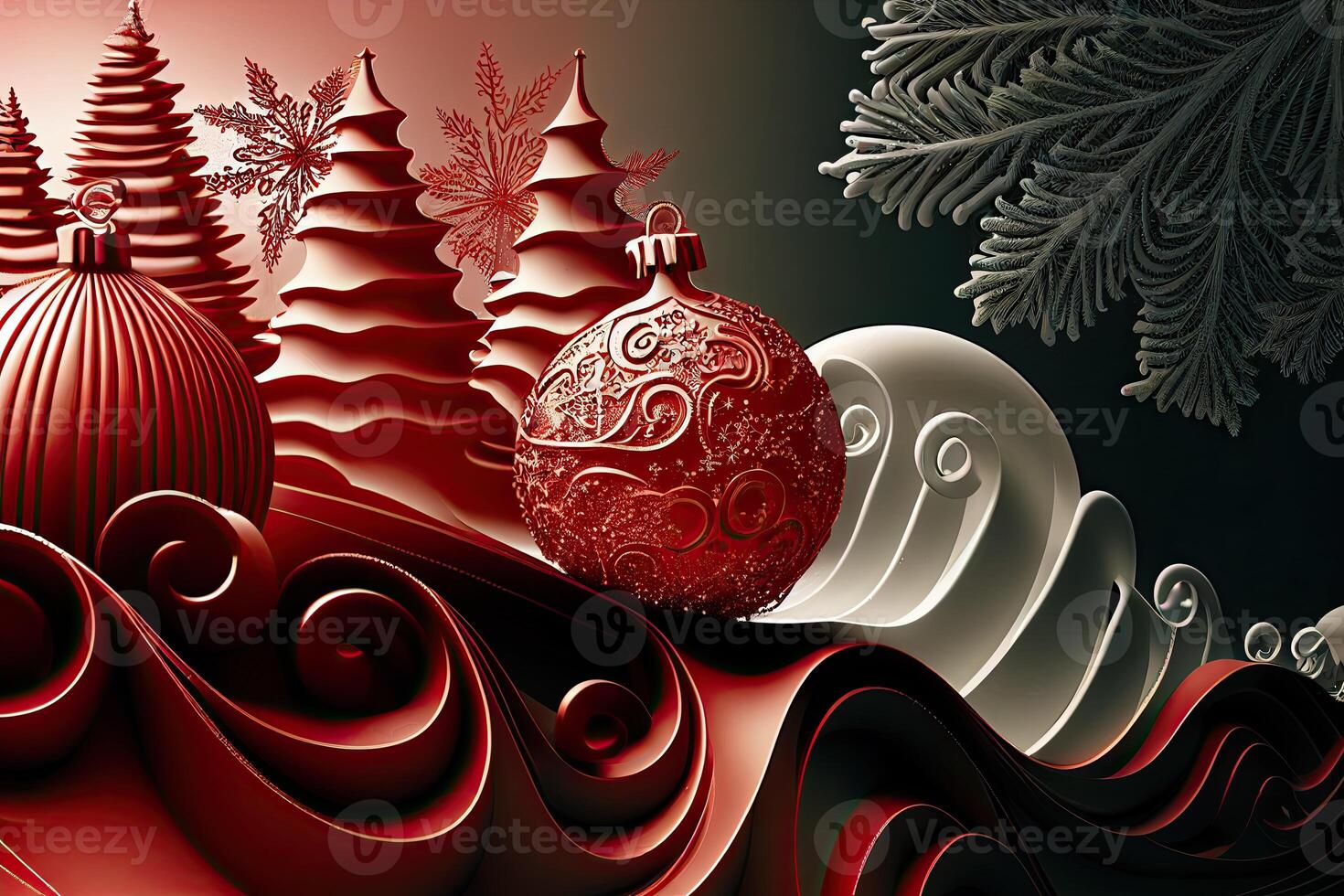 New Year and Merry Christmas Holiday Winter Background. Christmas decorations, backdrop with copy space, photo