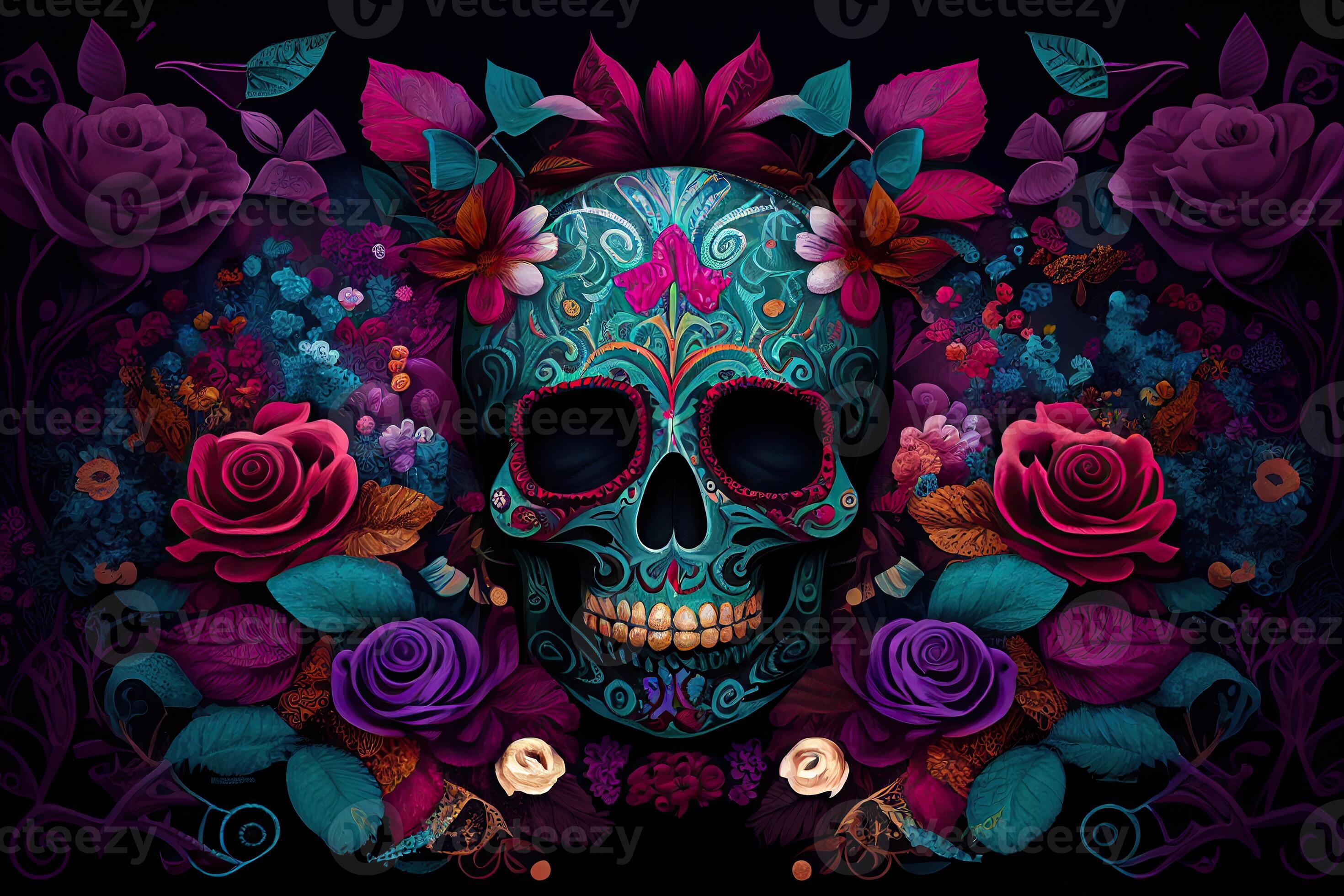 Dia De Los Muertos Background Day of the Dead Art Decoration, Bones