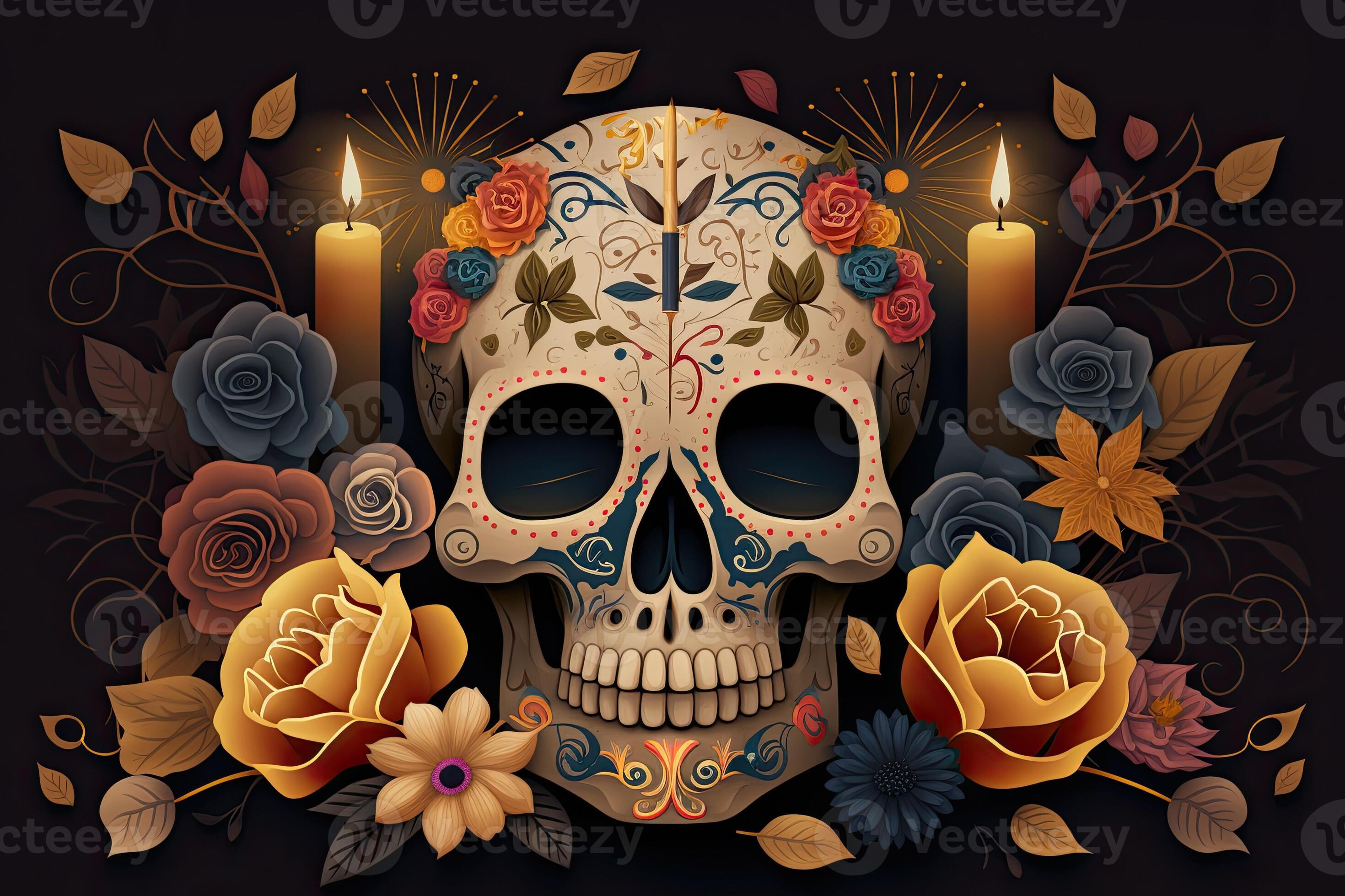 Dia De Los Muertos Background Day of the Dead Art Decoration, Bones