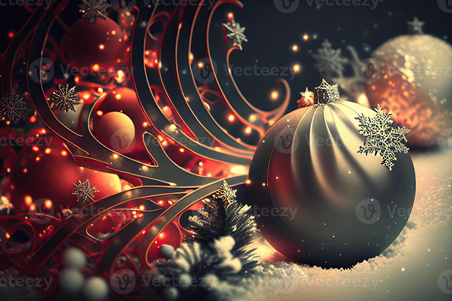 New Year and Merry Christmas Holiday Winter Background. Christmas decorations, backdrop with copy space, photo