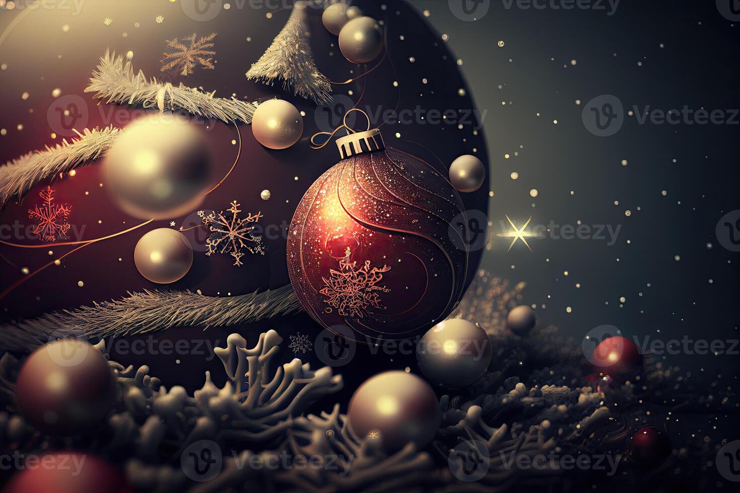 New Year and Merry Christmas Holiday Winter Background. Christmas decorations, backdrop with copy space, photo