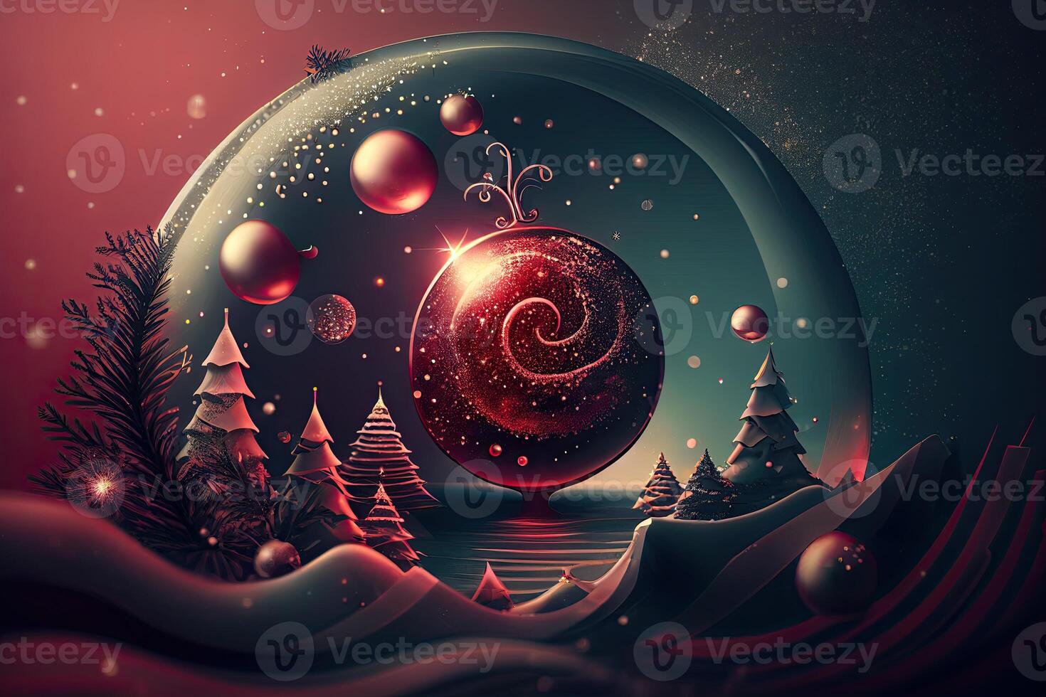 nuevo año y alegre Navidad fiesta invierno antecedentes. Navidad decoraciones, fondo con Copiar espacio, generativo ai foto