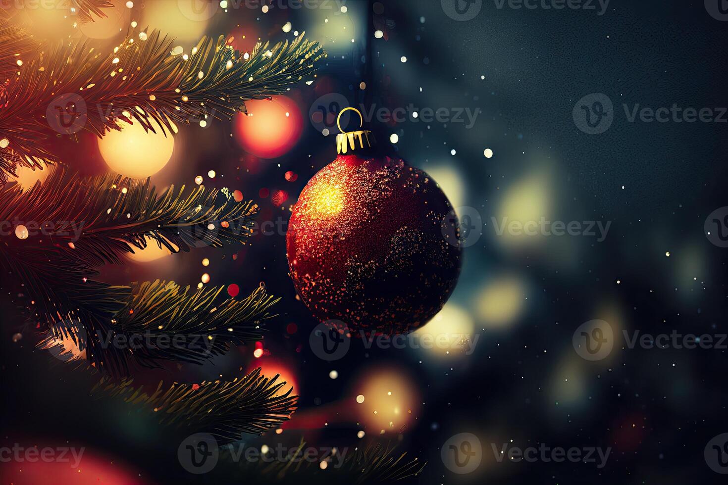 nuevo año y alegre Navidad fiesta invierno antecedentes. Navidad decoraciones, fondo con Copiar espacio, generativo ai foto