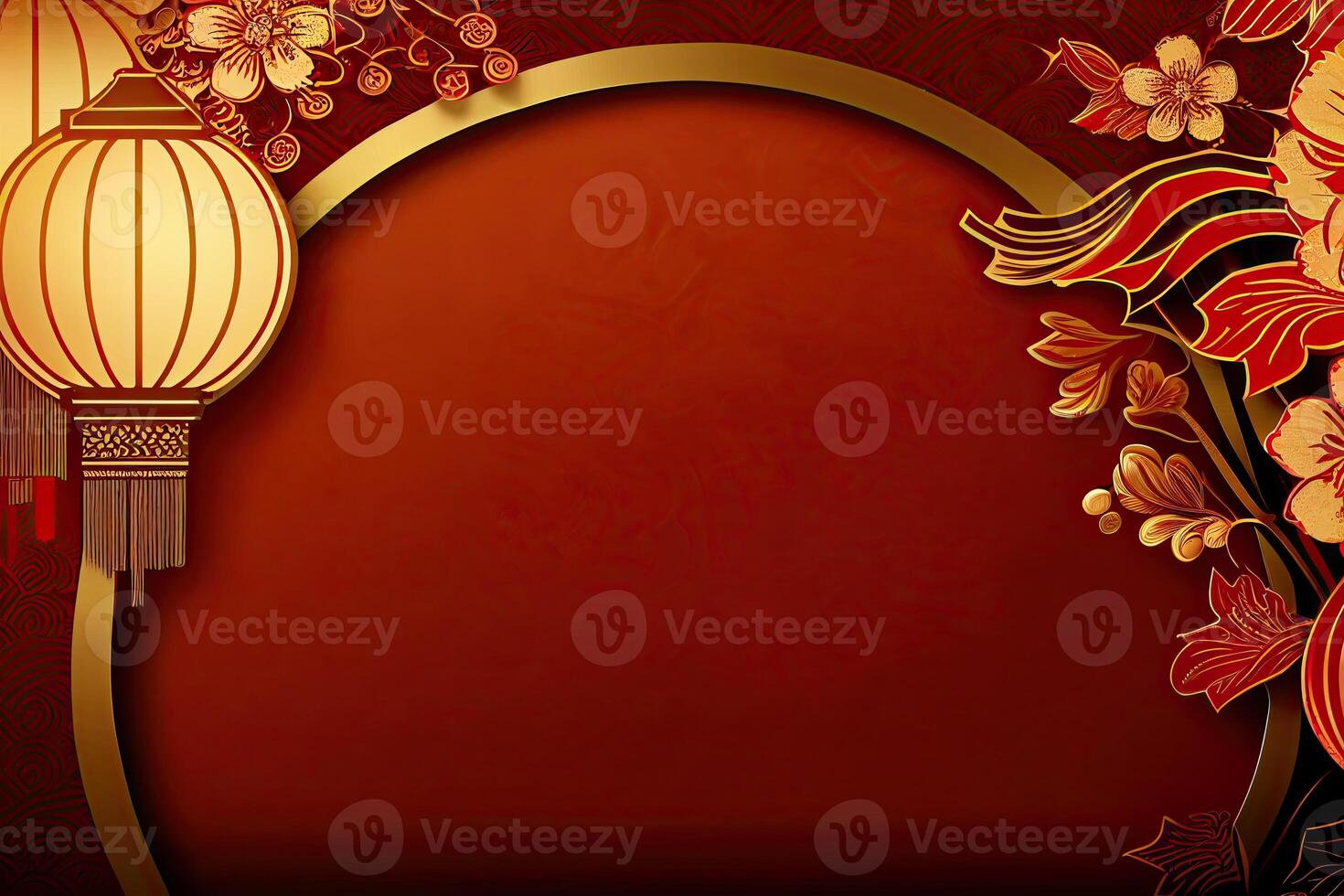 Chinese New Year Background with Copy Space, Mockup Red Backdrop. China Holiday photo