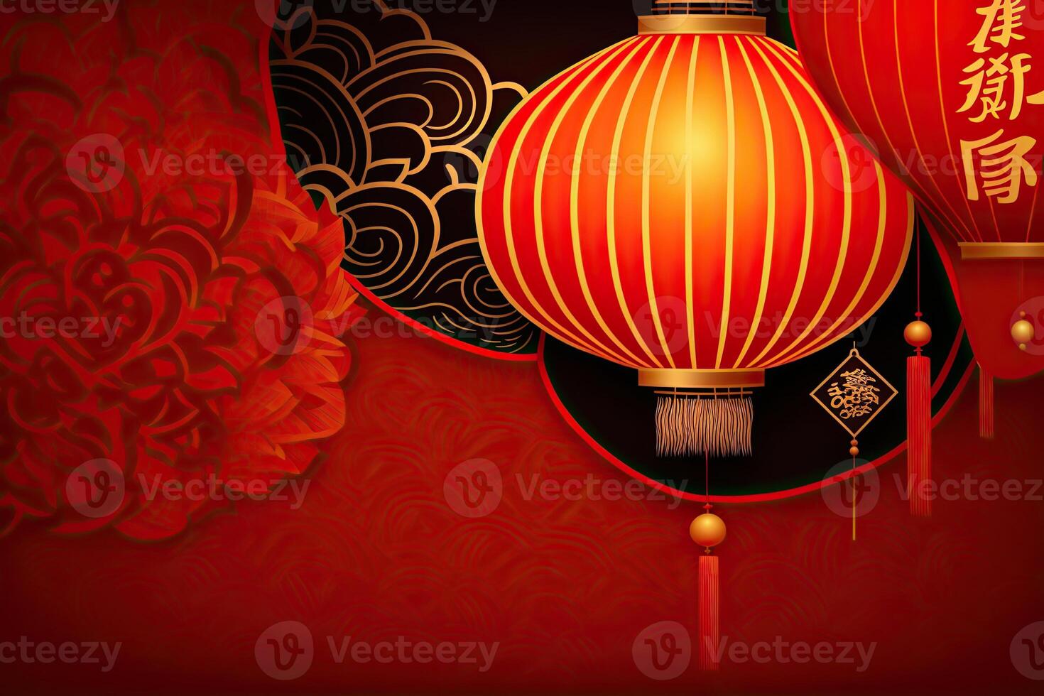 Chinese New Year Background with Copy Space, Mockup Red Backdrop. China Holiday photo