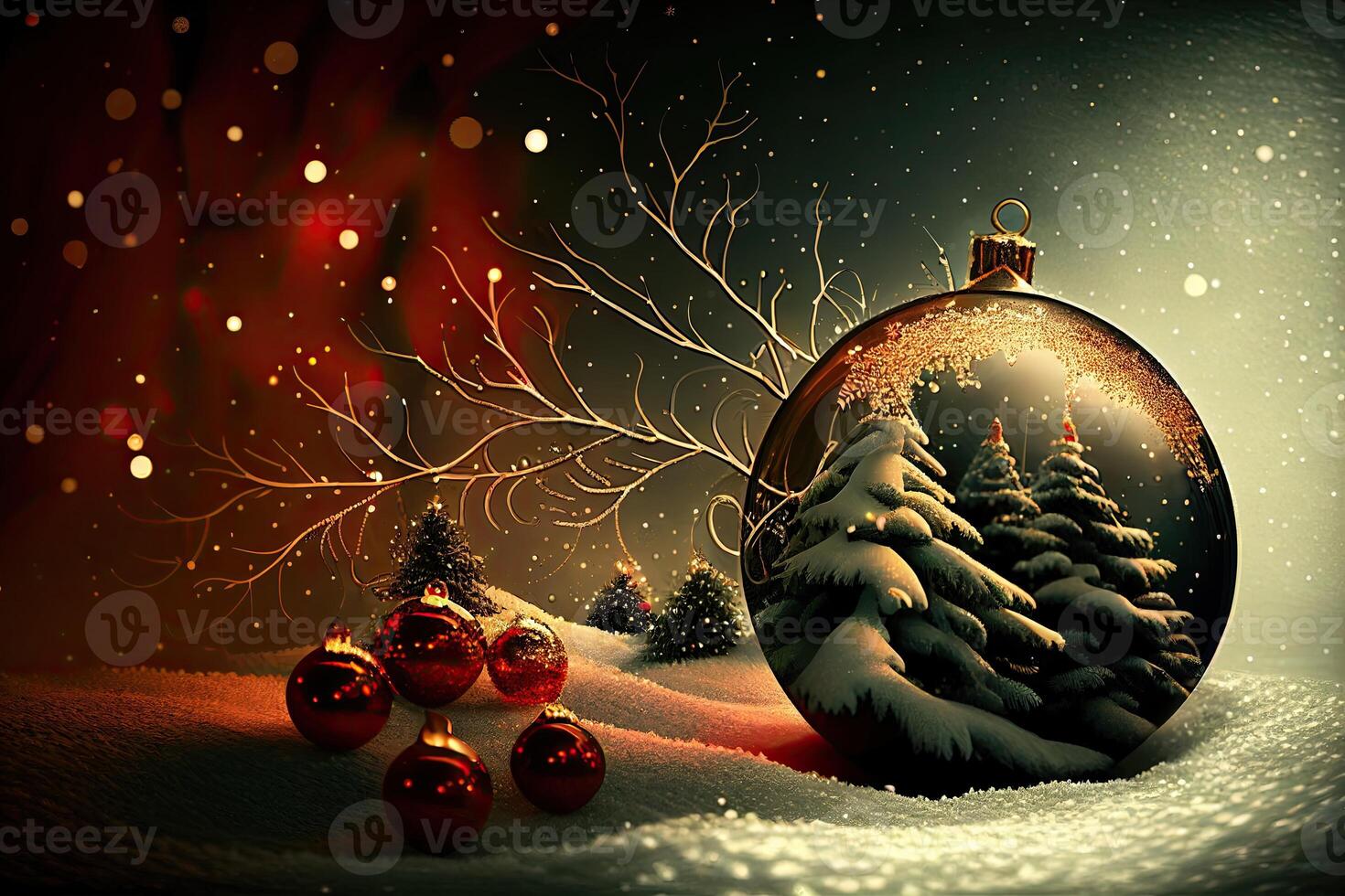 New Year and Merry Christmas Holiday Winter Background. Christmas decorations, backdrop with copy space, photo