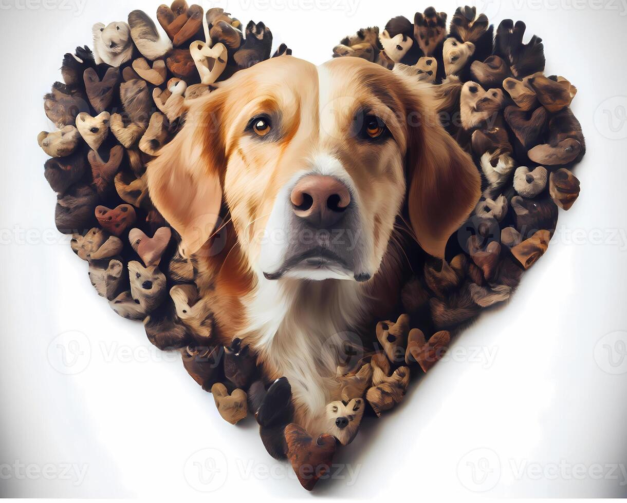 the dog is inscribed in the heart. love for dogs. photo