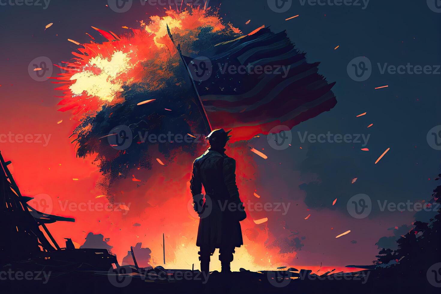 The Independence Day background, 4th July holiday celebration illustration. photo