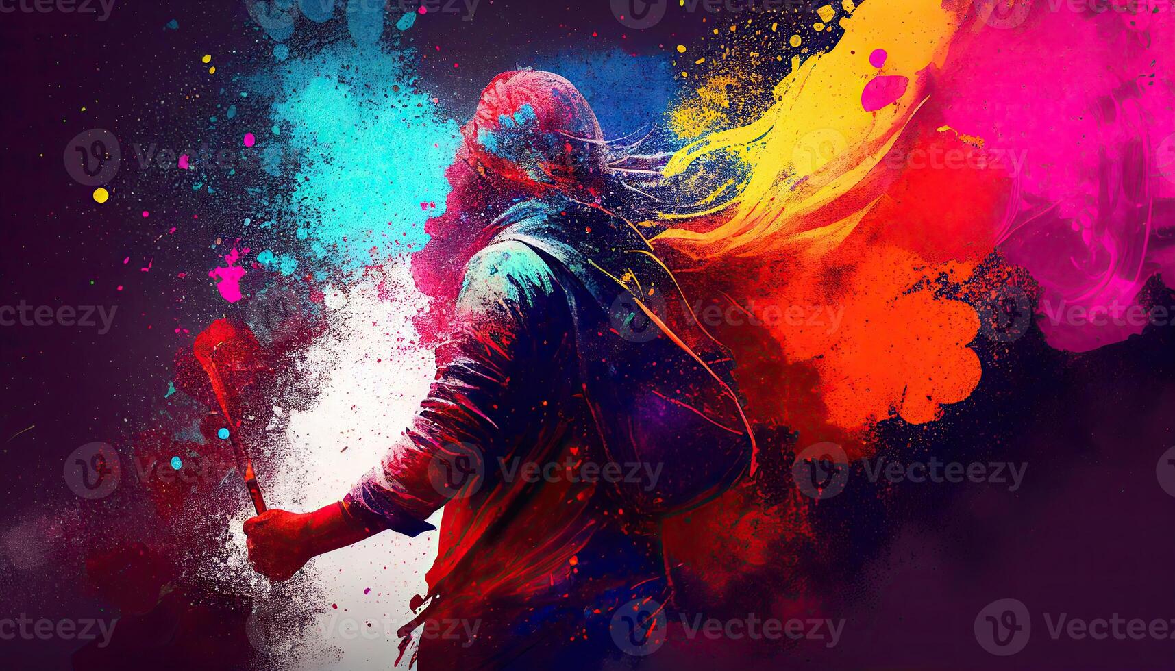 Holi celebration illustration, holiday festive. Colorful paint and powder photo