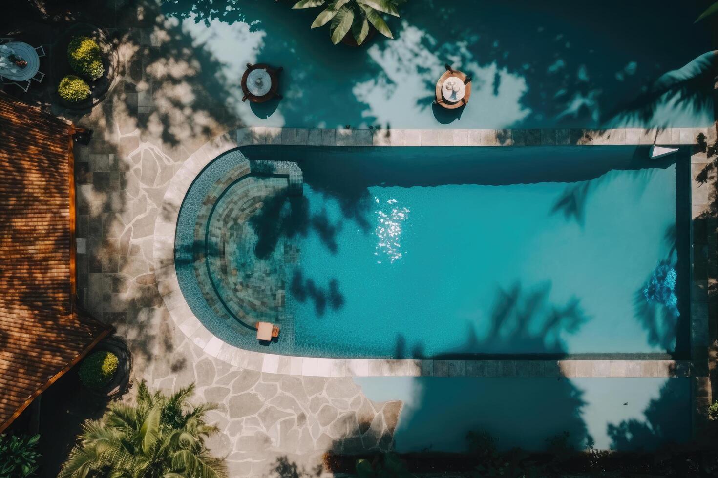 azul piscina en tropical isla. ilustración ai generativo foto
