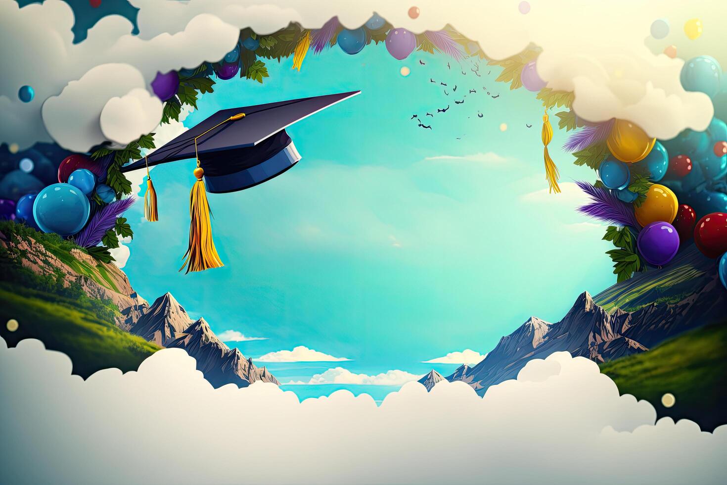 Multicolored graduation celebration background. Illustration photo