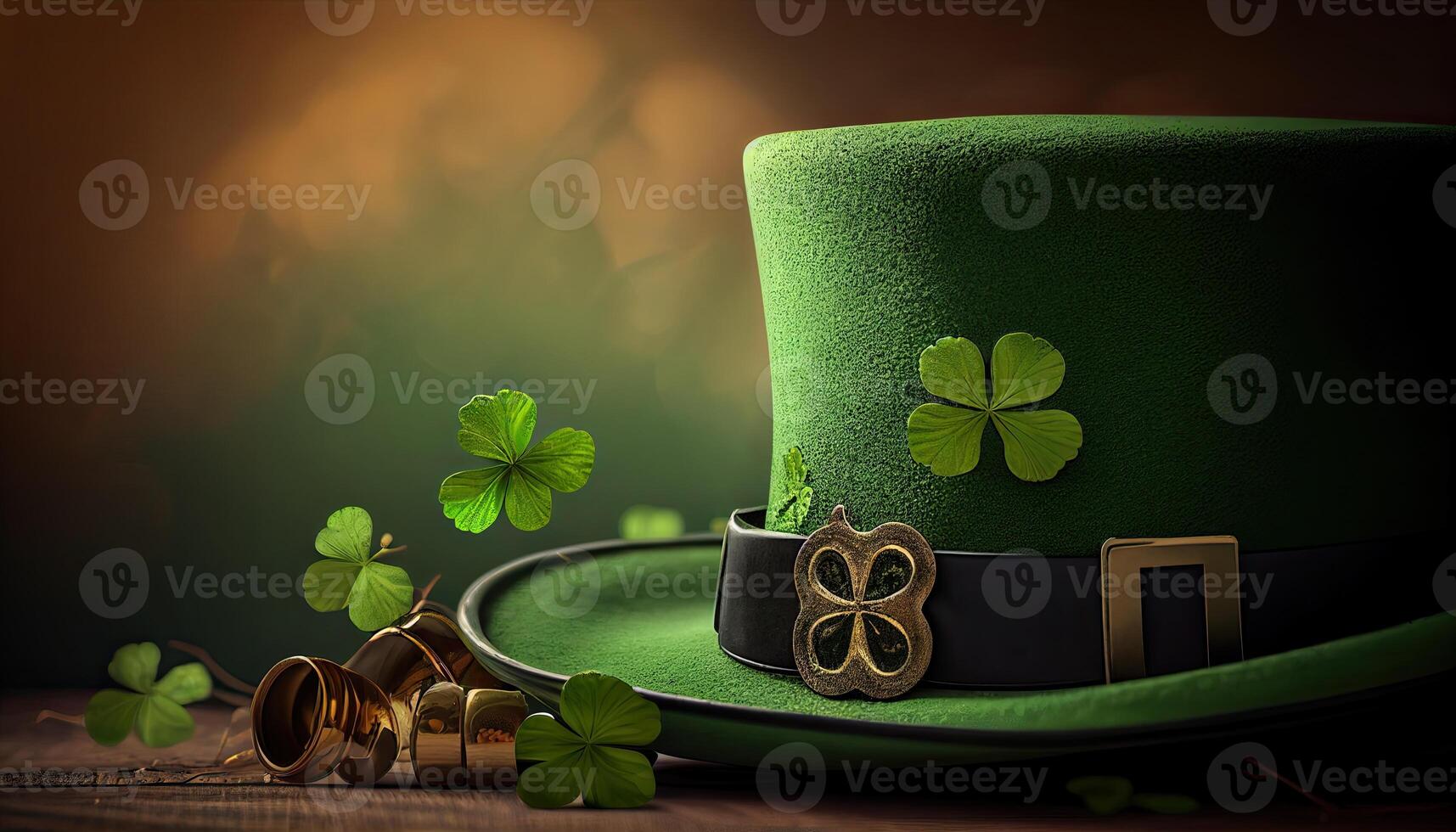 Happy St Patricks Day Background Holiday Illustration. Green Saint Patrick design photo