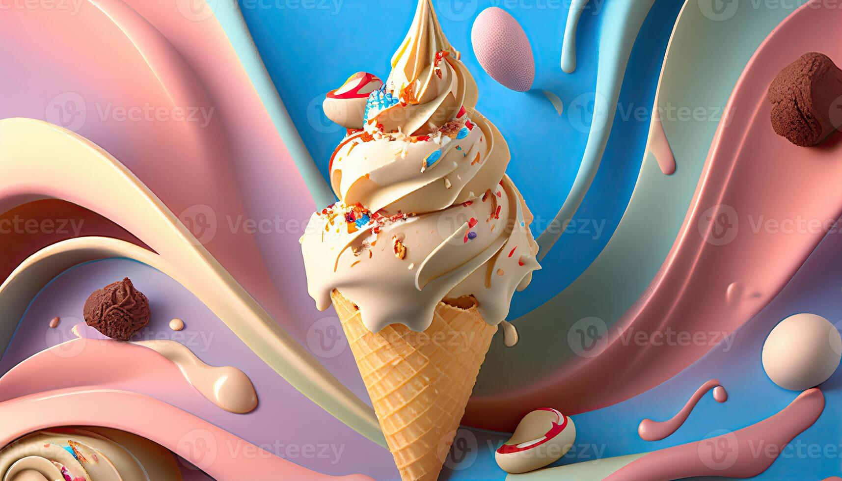 Ice Cream Illustration Background. photo