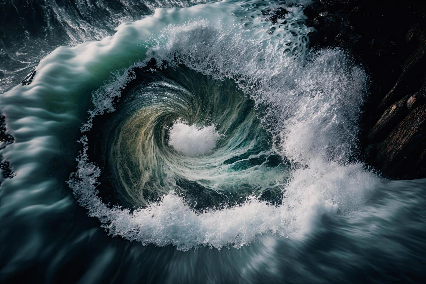 Waves of river and sea water meet each other. Illustration photo