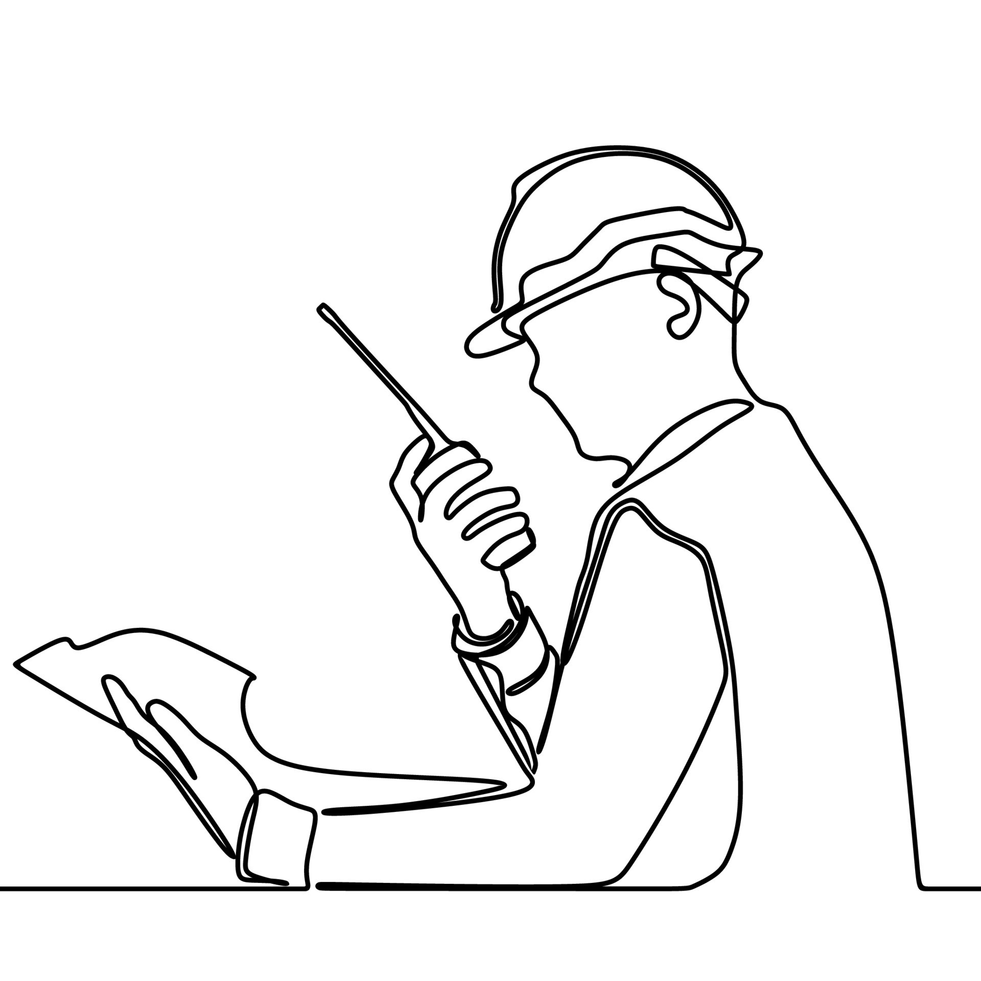 continuous line drawing of engineer professional construction worker