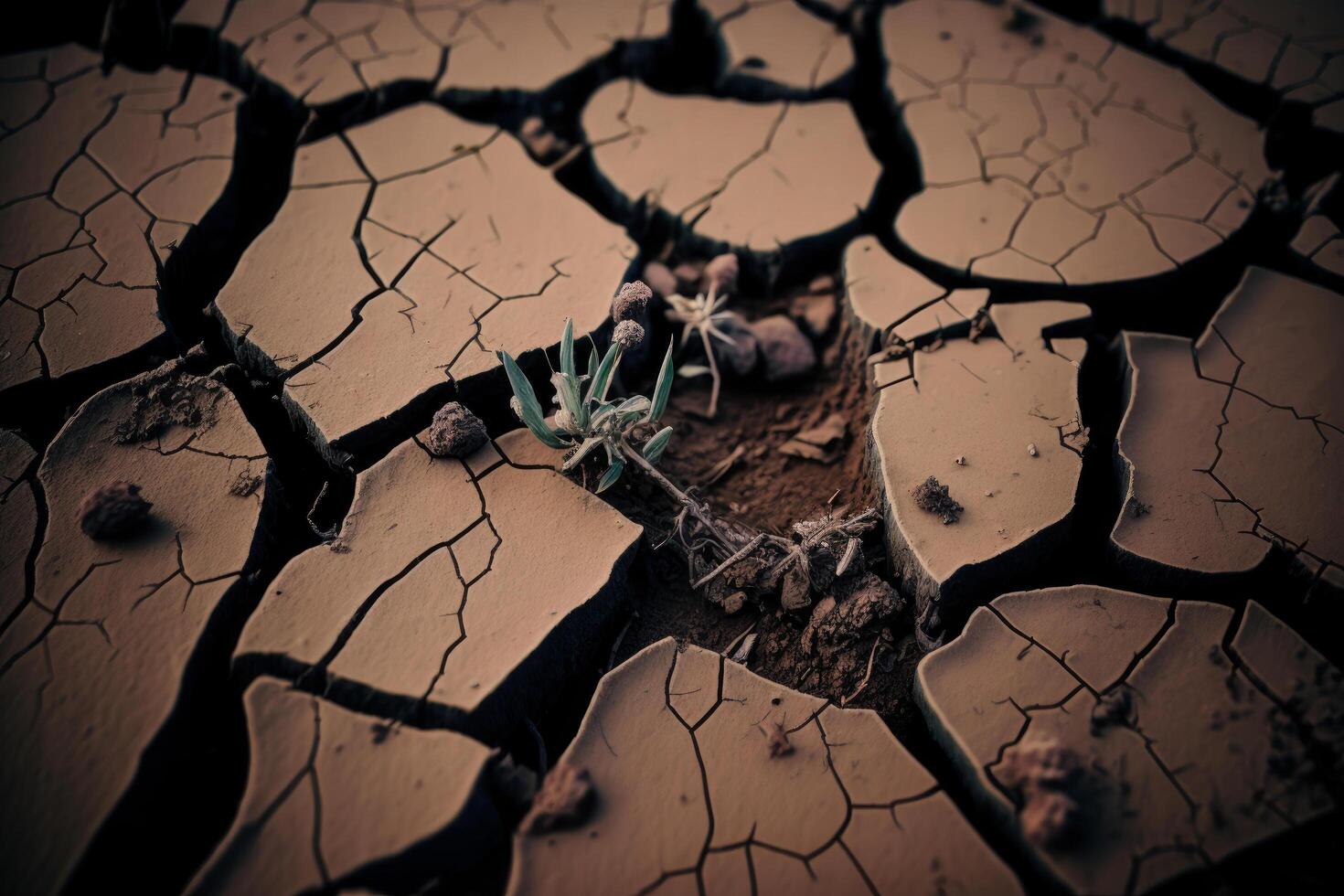 Dark Fractured ground background. Illustration photo