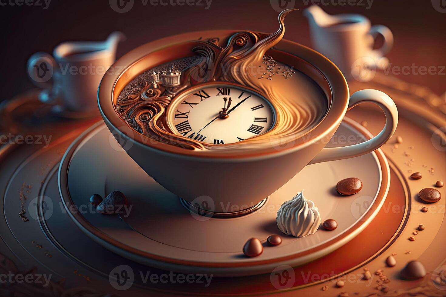 time to drink coffee concept. Illustration photo