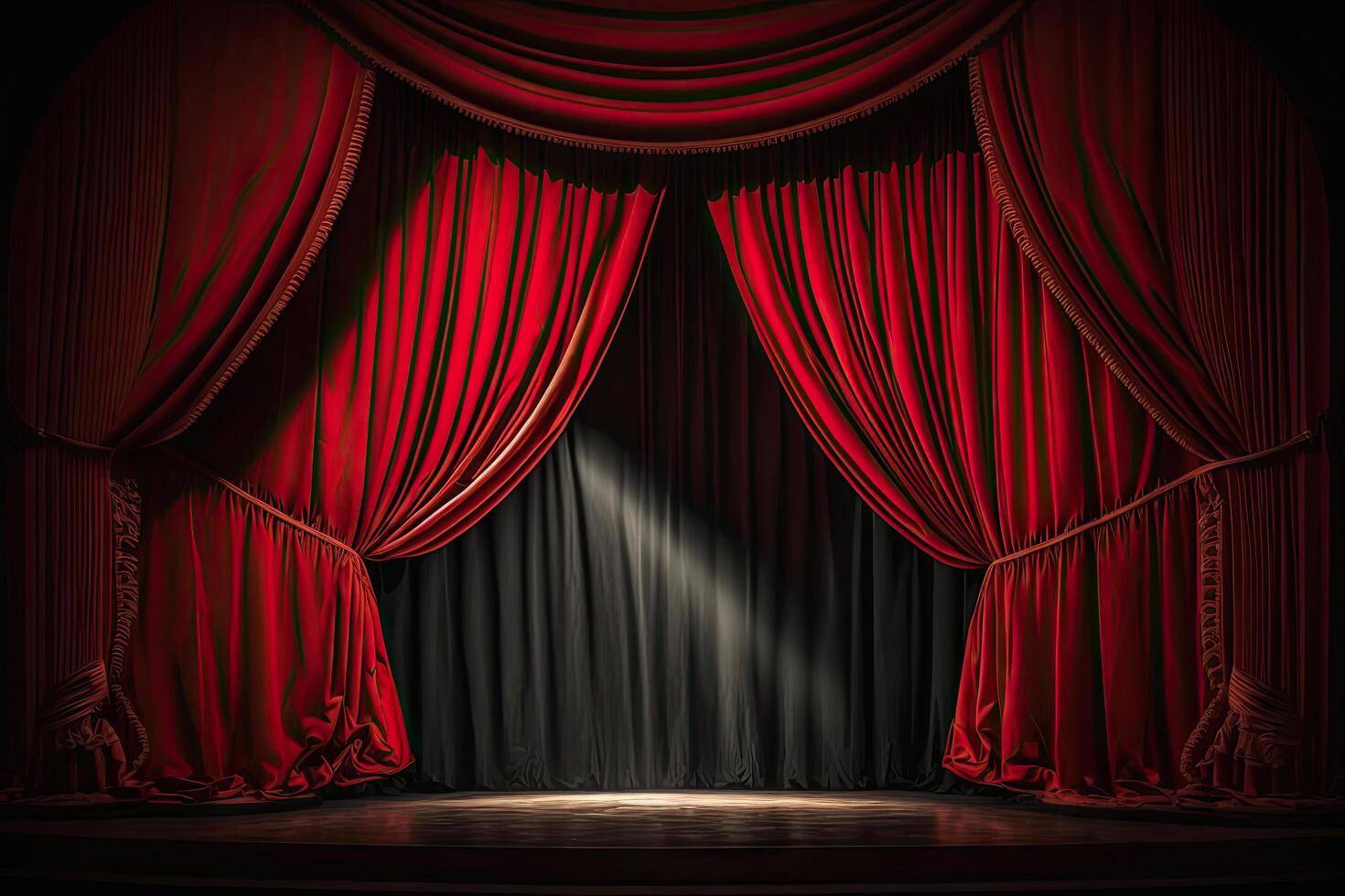 theater stage red curtains Show Spotlight. Illustration photo