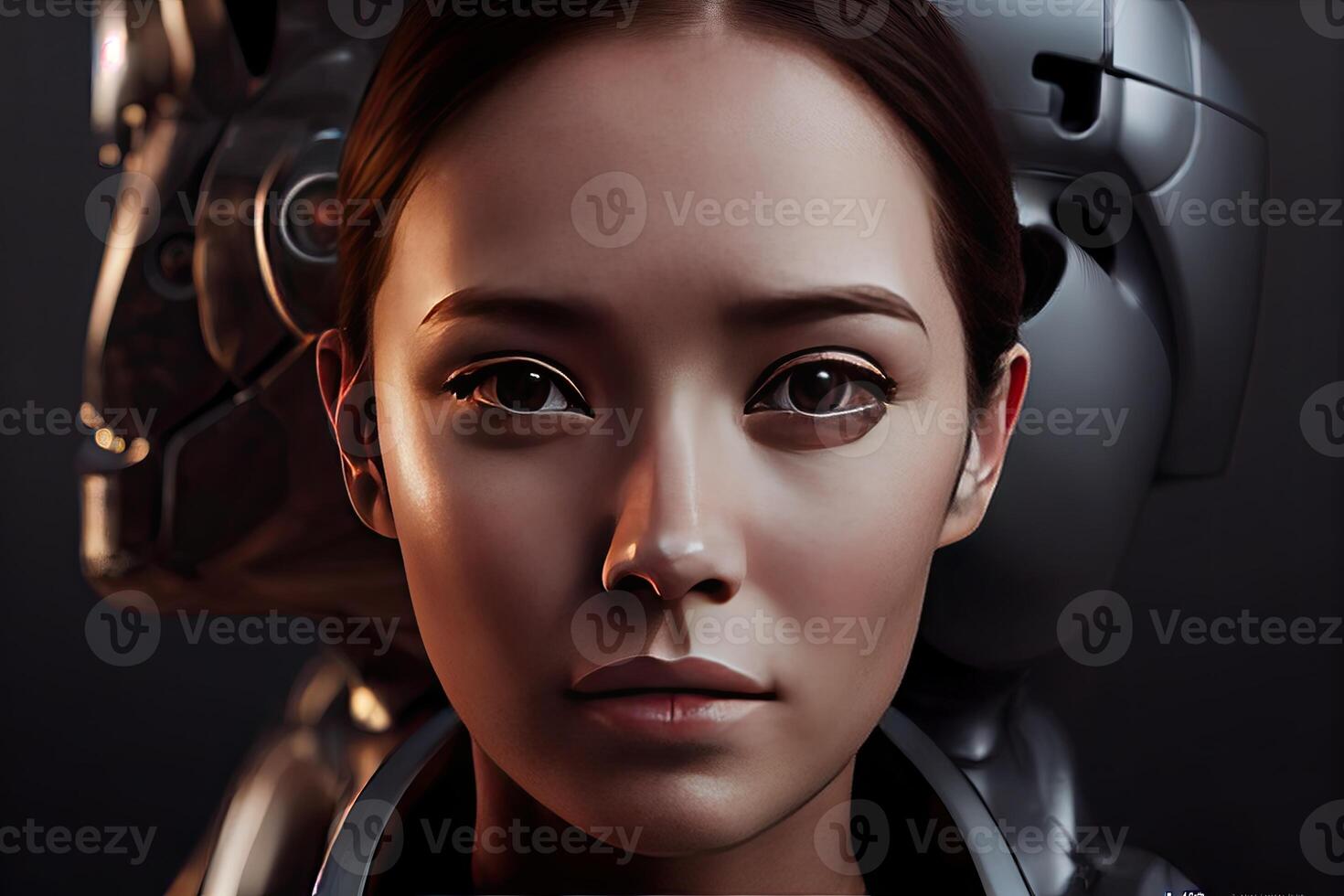Techno Feminine Female Face in the Age of Virtual and Augmented Reality, photo