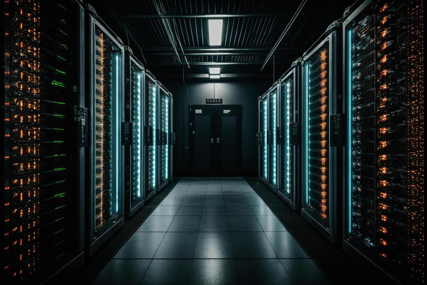 Data center computers large facility with servers storage. Illustration photo
