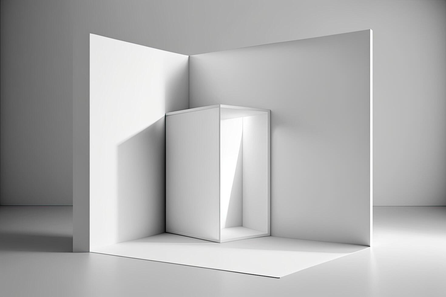 Empty white corner. Abstract studio background for product. Illustration photo