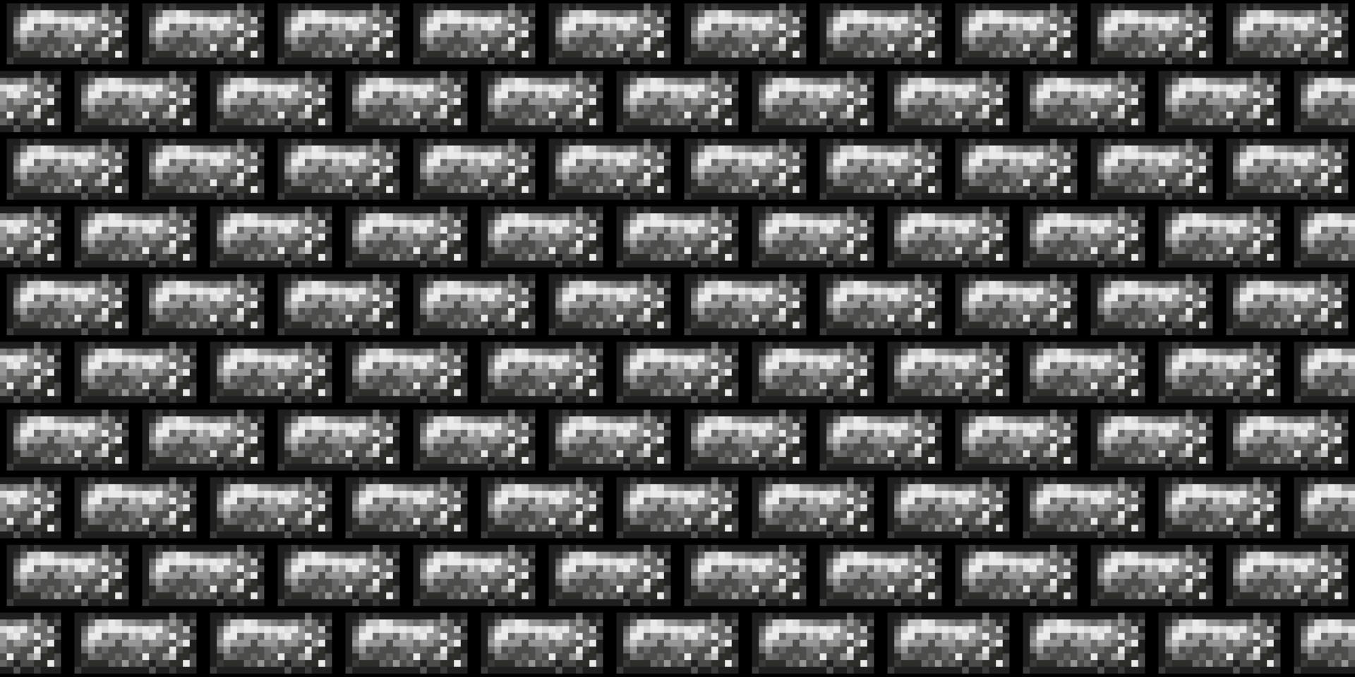 Dark black pixel mosaic abstract seamless geometric grid background vector