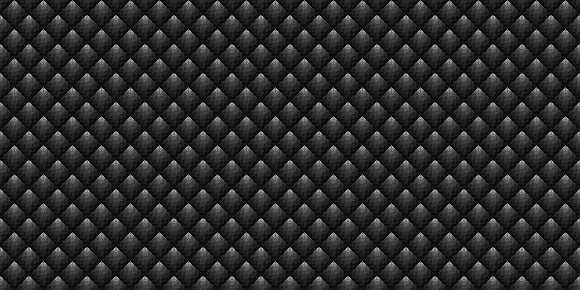 Dark black pixel mosaic abstract seamless geometric grid background vector