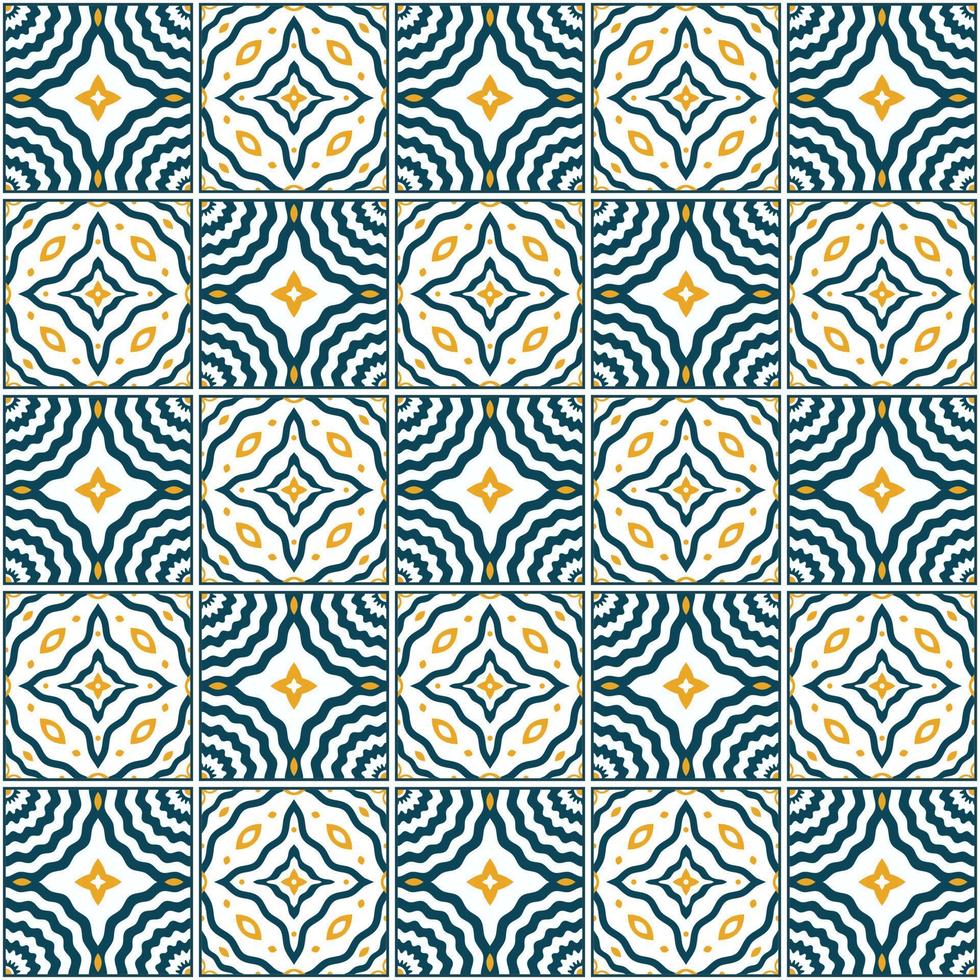 Mediterranean style ceramic tile pattern Ethnic folk ornament Colorful seamless geometric pattern vector