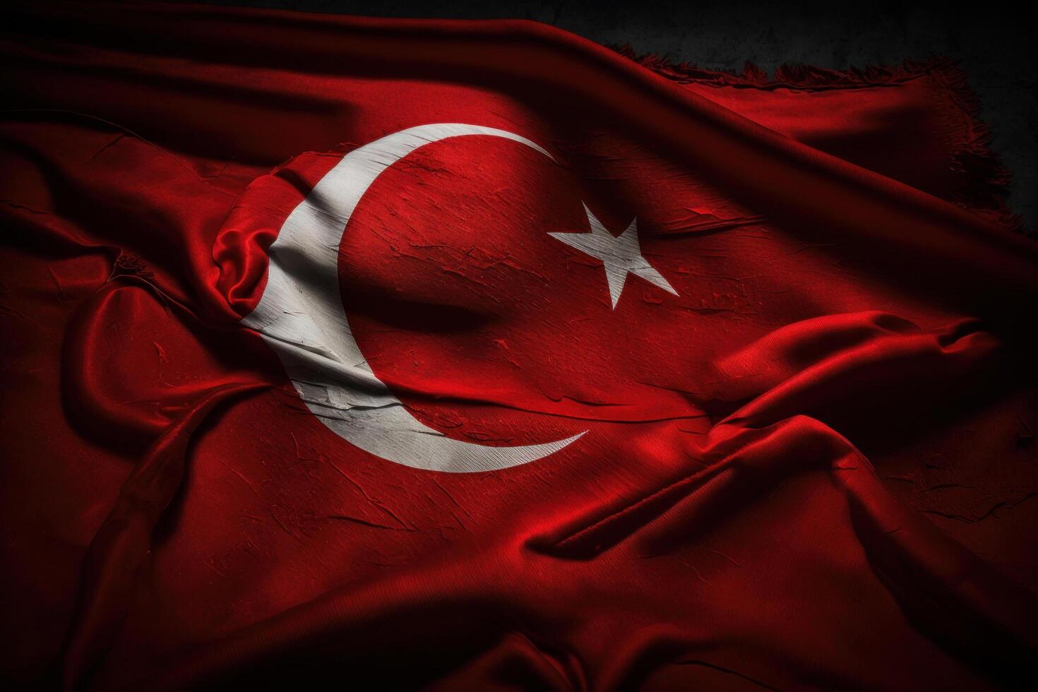 Red waving Turkish flag. Illustration photo