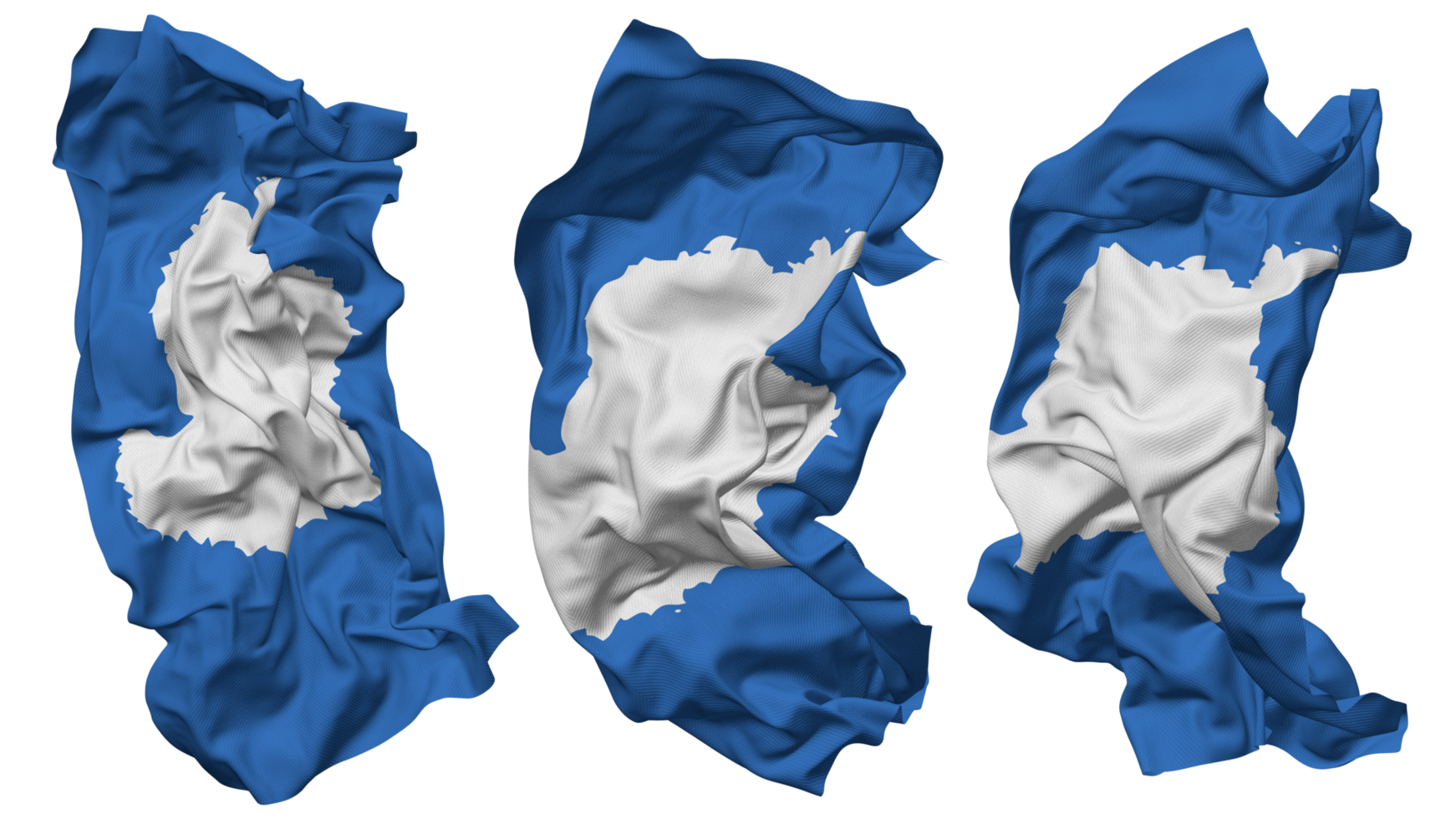 Antártida bandera olas aislado en diferente estilos con bache textura, 3d representación png